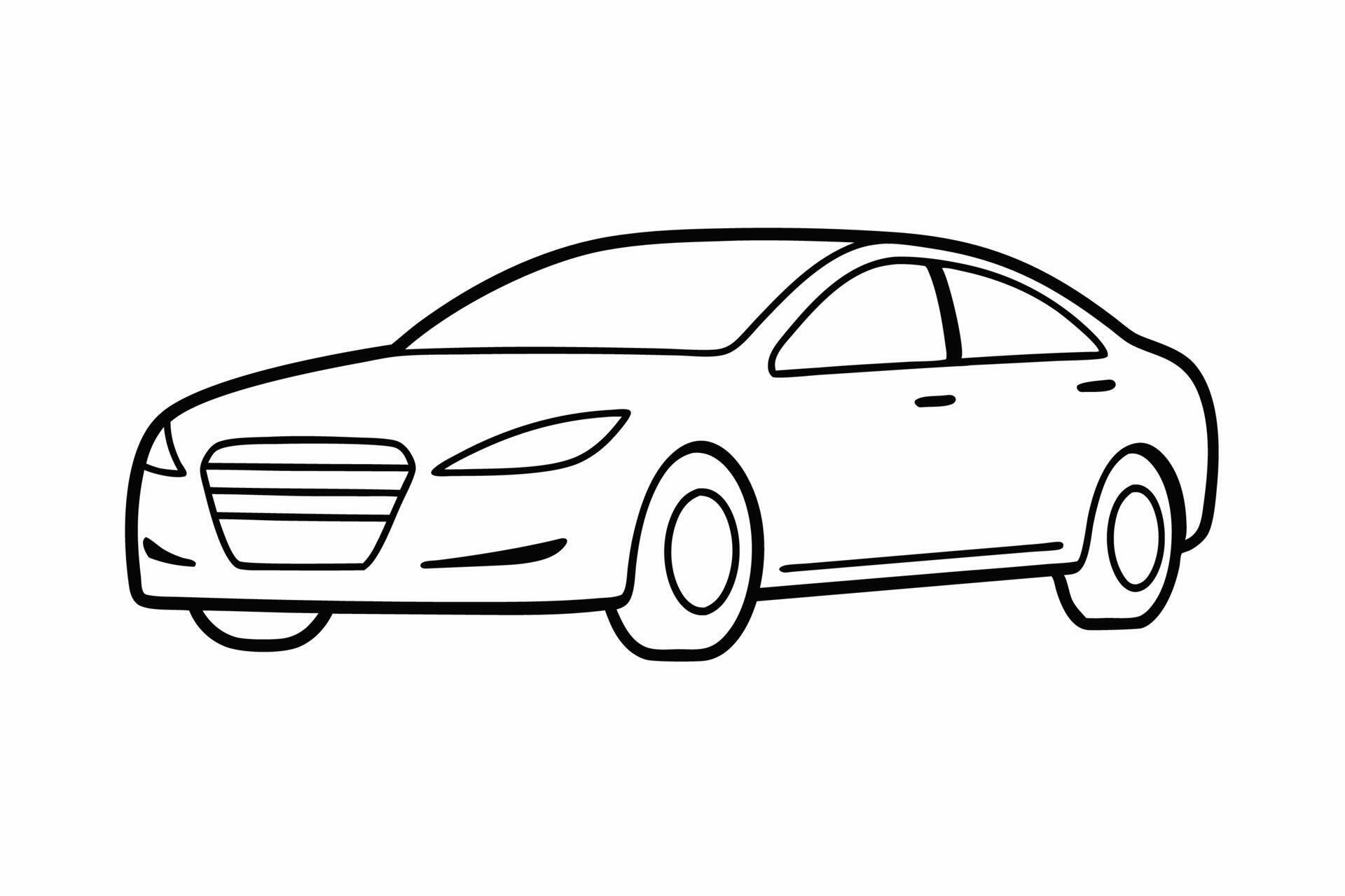 Hyundai Sonata Car Illustration on White Background Clipart, Cartoon