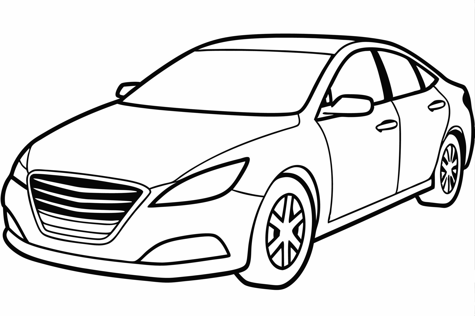 Hyundai Sonata Car Illustration on White Background Clipart, Cartoon