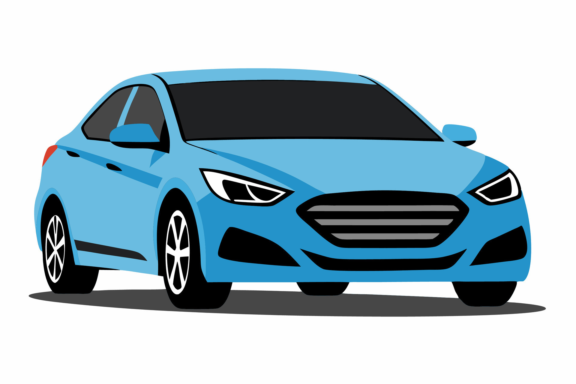 Hyundai Sonata Car Illustration on White Background Clipart, Cartoon