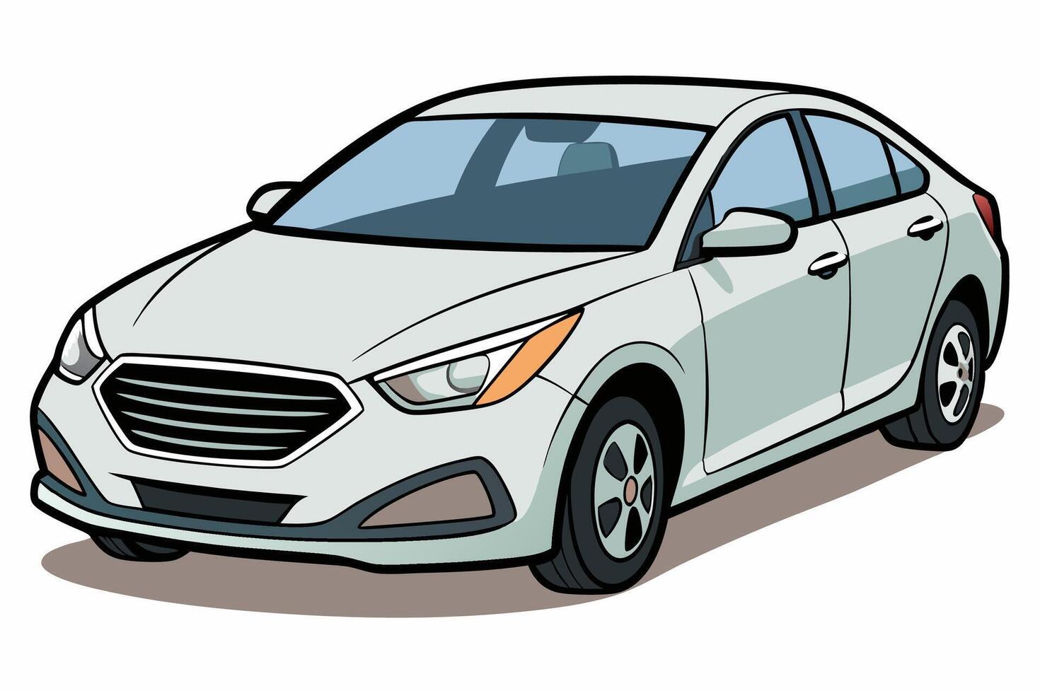 Hyundai Sonata Car Illustration on White Background Clipart, Cartoon