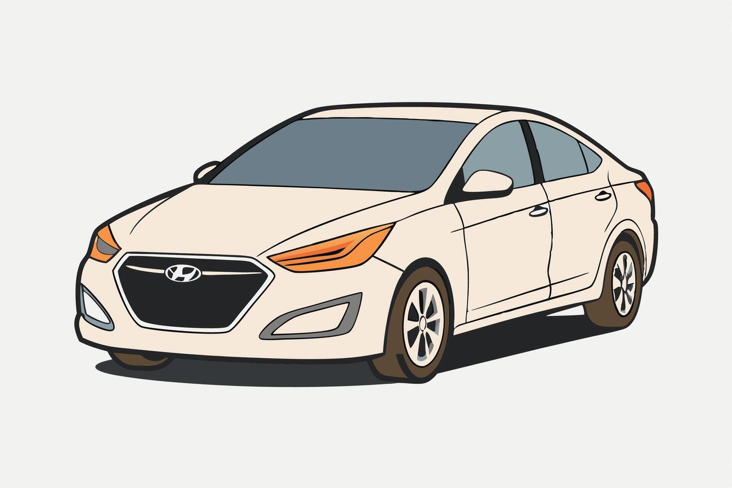 Hyundai Sonata Car Illustration on White Background Clipart, Cartoon, and Line Art Design, Hyundai Sonata illustration with white background. Includes clipart, cartoon, and line art design vector