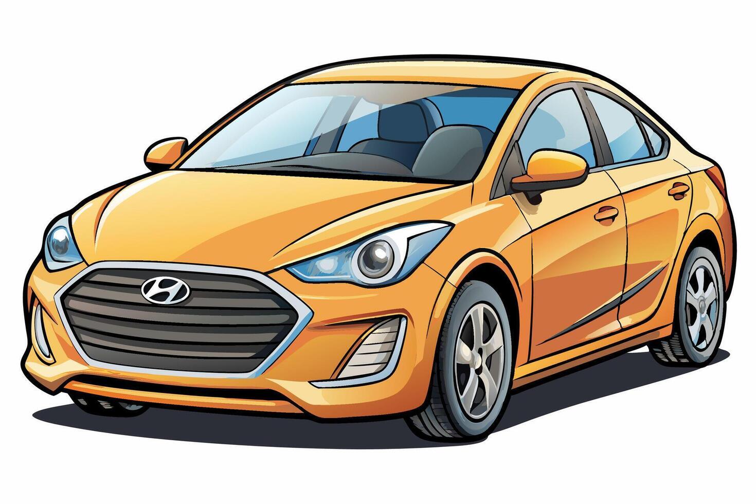 Hyundai Sonata Car Illustration on White Background Clipart, Cartoon, and Line Art Design, Hyundai Sonata illustration with white background. Includes clipart, cartoon, and line art design vector