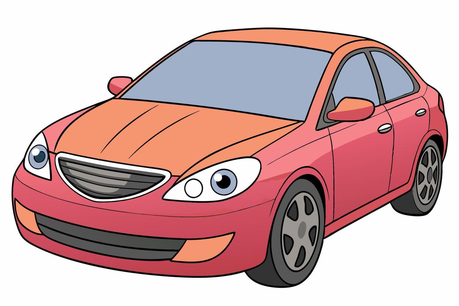 Hyundai Sonata Car Illustration on White Background Clipart, Cartoon, and Line Art Design, Hyundai Sonata illustration with white background. Includes clipart, cartoon, and line art design vector