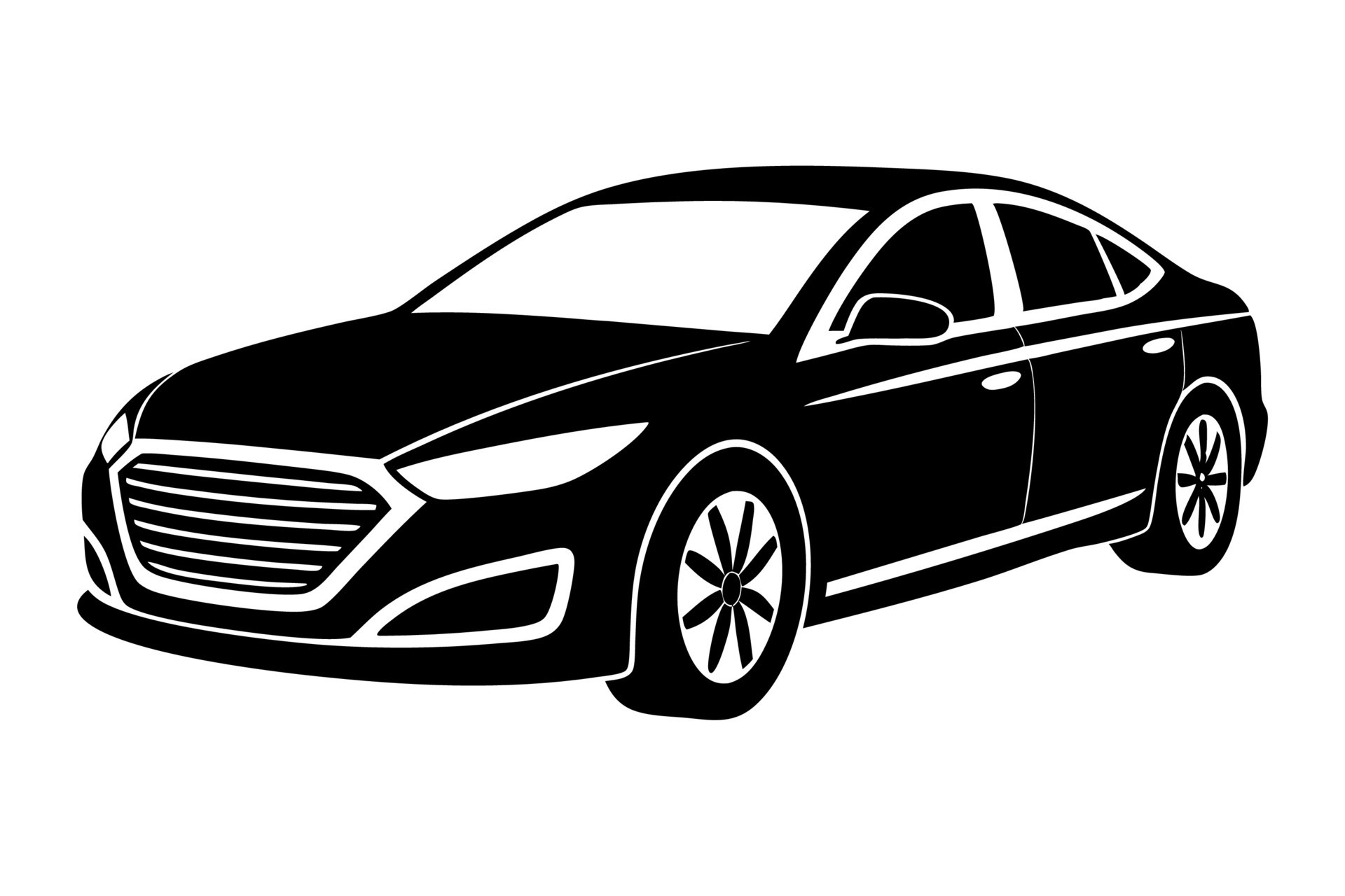 Hyundai Sonata Car Illustration on White Background Clipart, Cartoon
