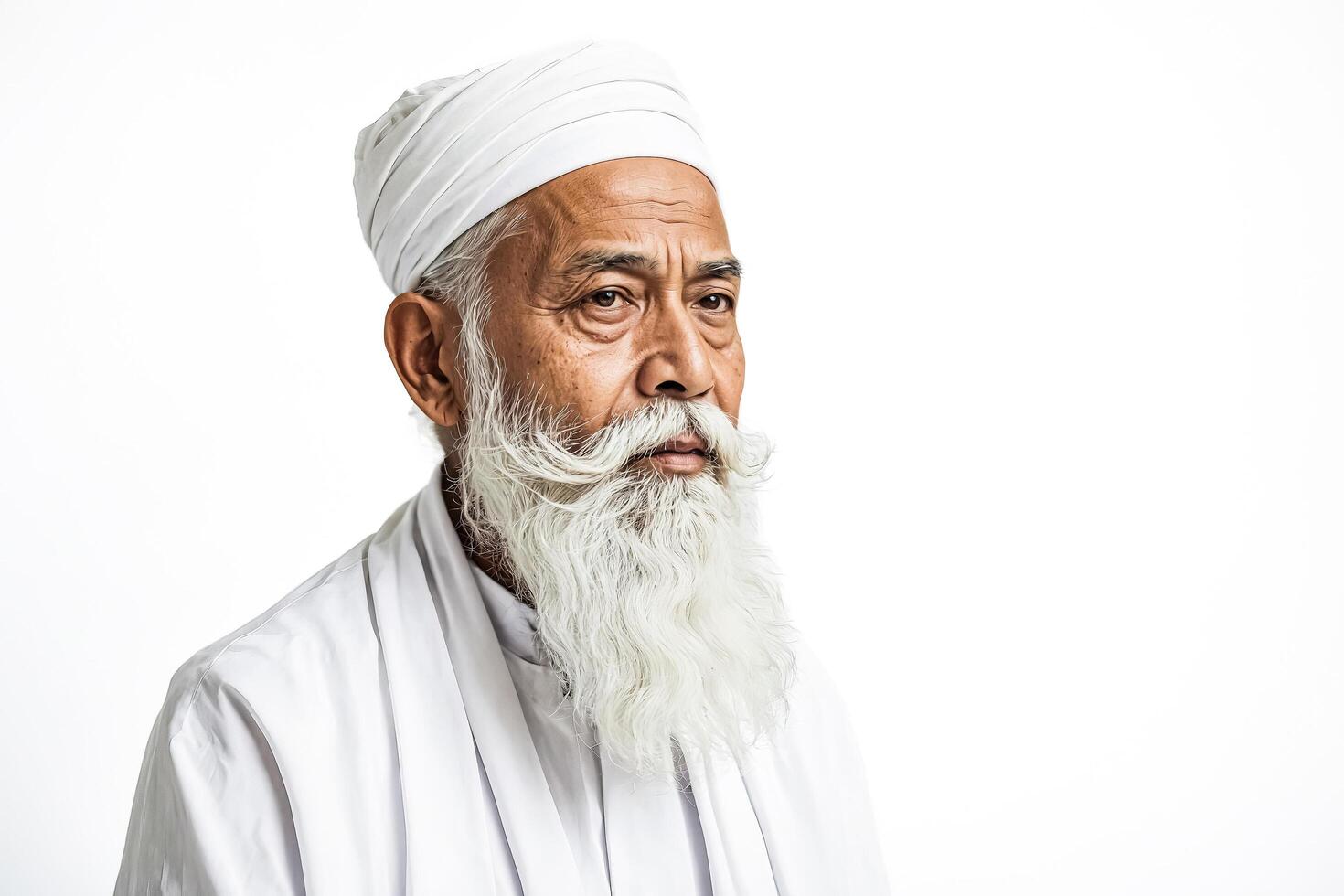 Portrait of an Elderly Muslim Man with a Long White Beard photo