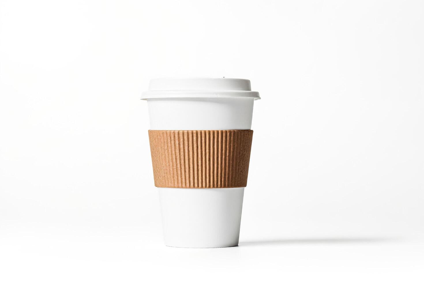 Coffee to go cup mockup on white background photo