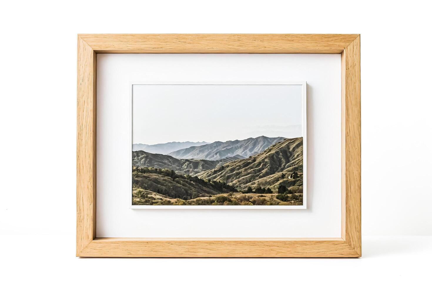 Mountain Landscape in Wooden Frame photo