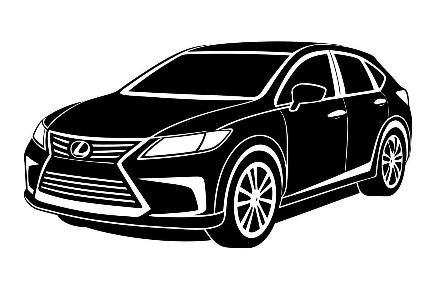 Lexus RX Car Illustration White Background, Cartoon, Clipart And Line Art, Lexus RX illustration with white background, ideal for cartoons and clipart vector