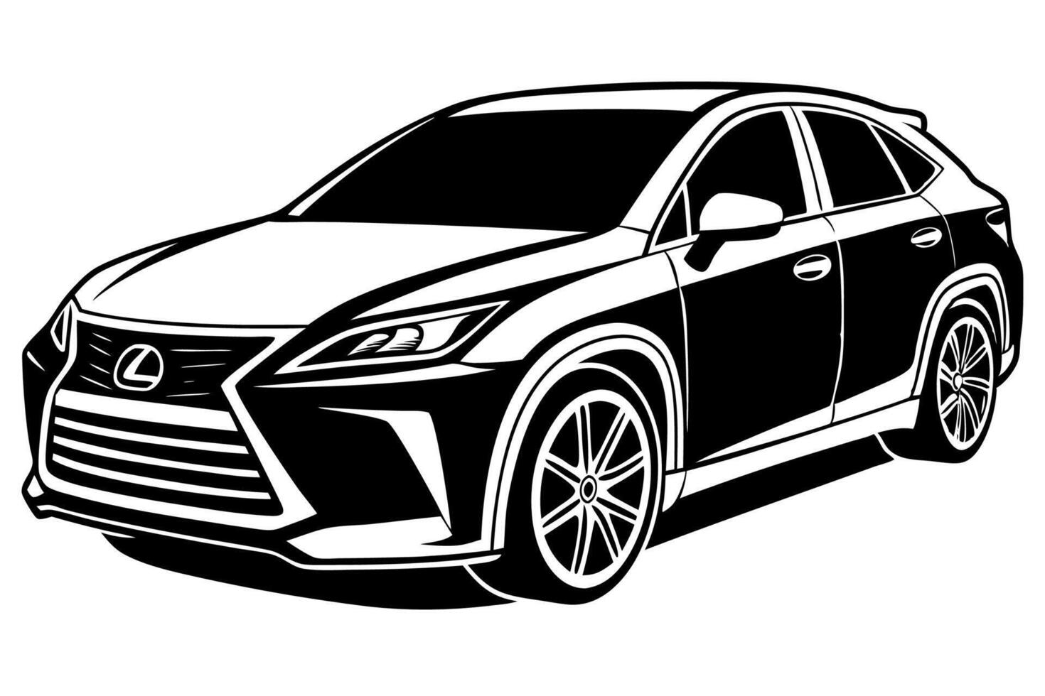 Lexus RX Car Illustration White Background, Cartoon, Clipart And Line Art, Lexus RX illustration with white background, ideal for cartoons and clipart vector