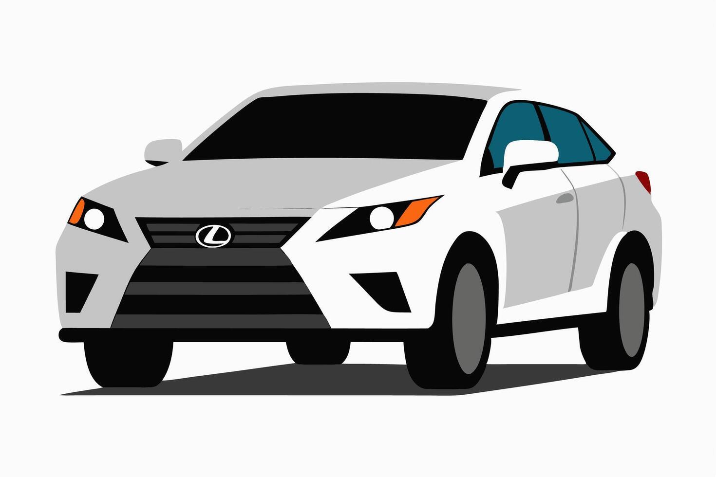 Lexus RX Car Illustration White Background, Cartoon, Clipart And Line Art, Lexus RX illustration with white background, ideal for cartoons and clipart vector