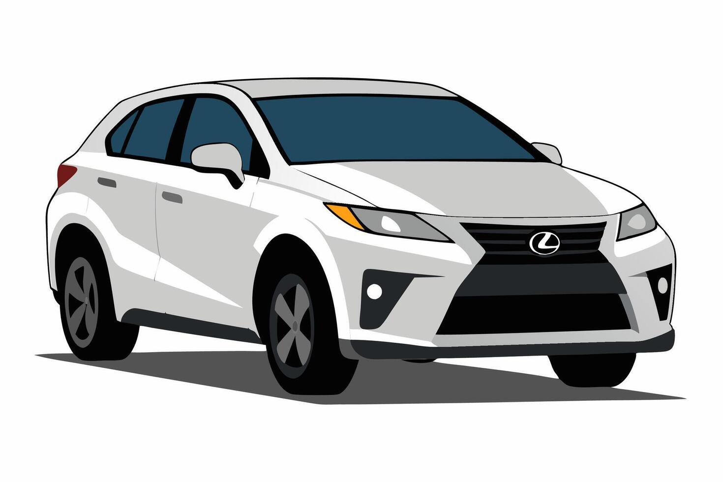 Lexus RX Car Illustration White Background, Cartoon, Clipart And Line Art, Lexus RX illustration with white background, ideal for cartoons and clipart vector