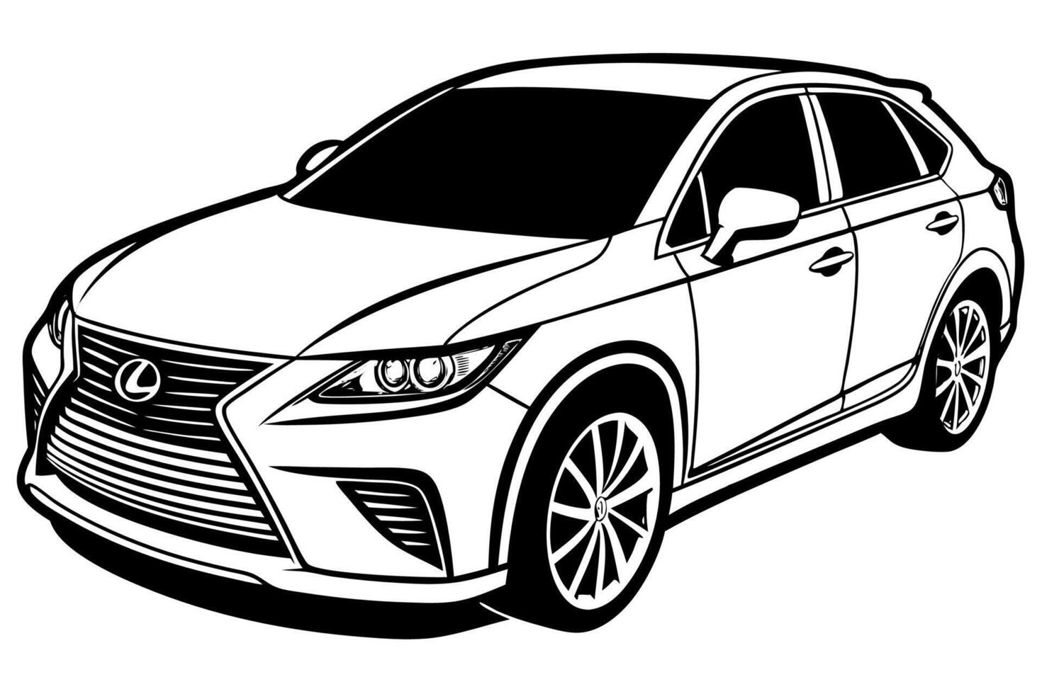 Lexus RX Car Illustration White Background, Cartoon, Clipart And Line Art, Lexus RX illustration with white background, ideal for cartoons and clipart vector
