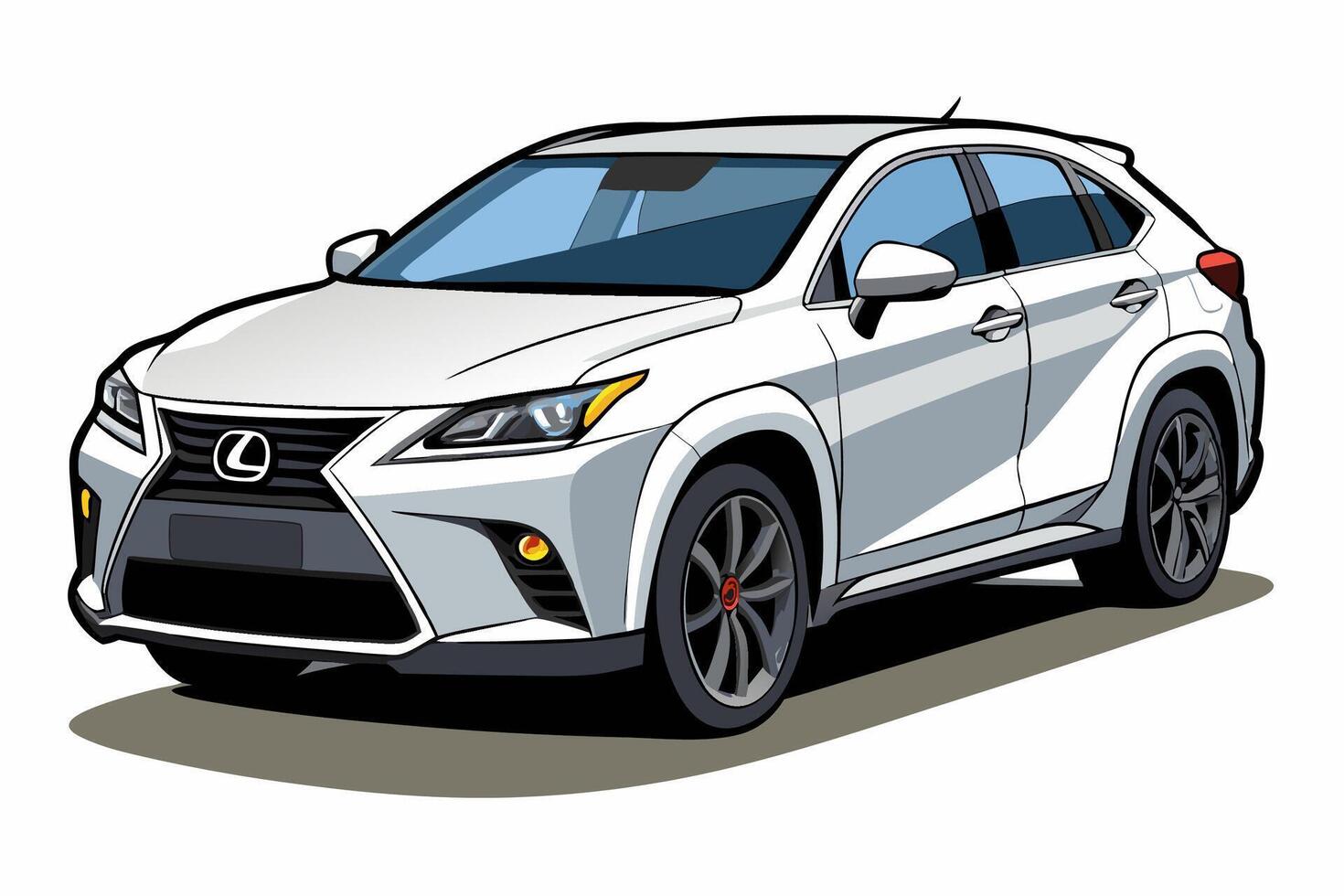 Lexus RX Car Illustration White Background, Cartoon, Clipart And Line Art, Lexus RX illustration with white background, ideal for cartoons and clipart vector