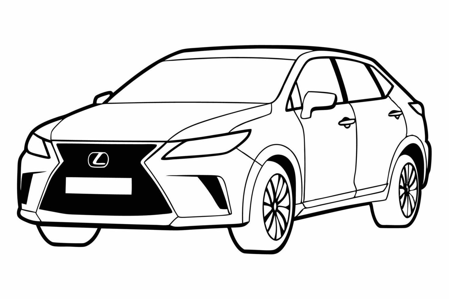 Lexus RX Car Illustration White Background, Cartoon, Clipart And Line Art, Lexus RX illustration with white background, ideal for cartoons and clipart vector