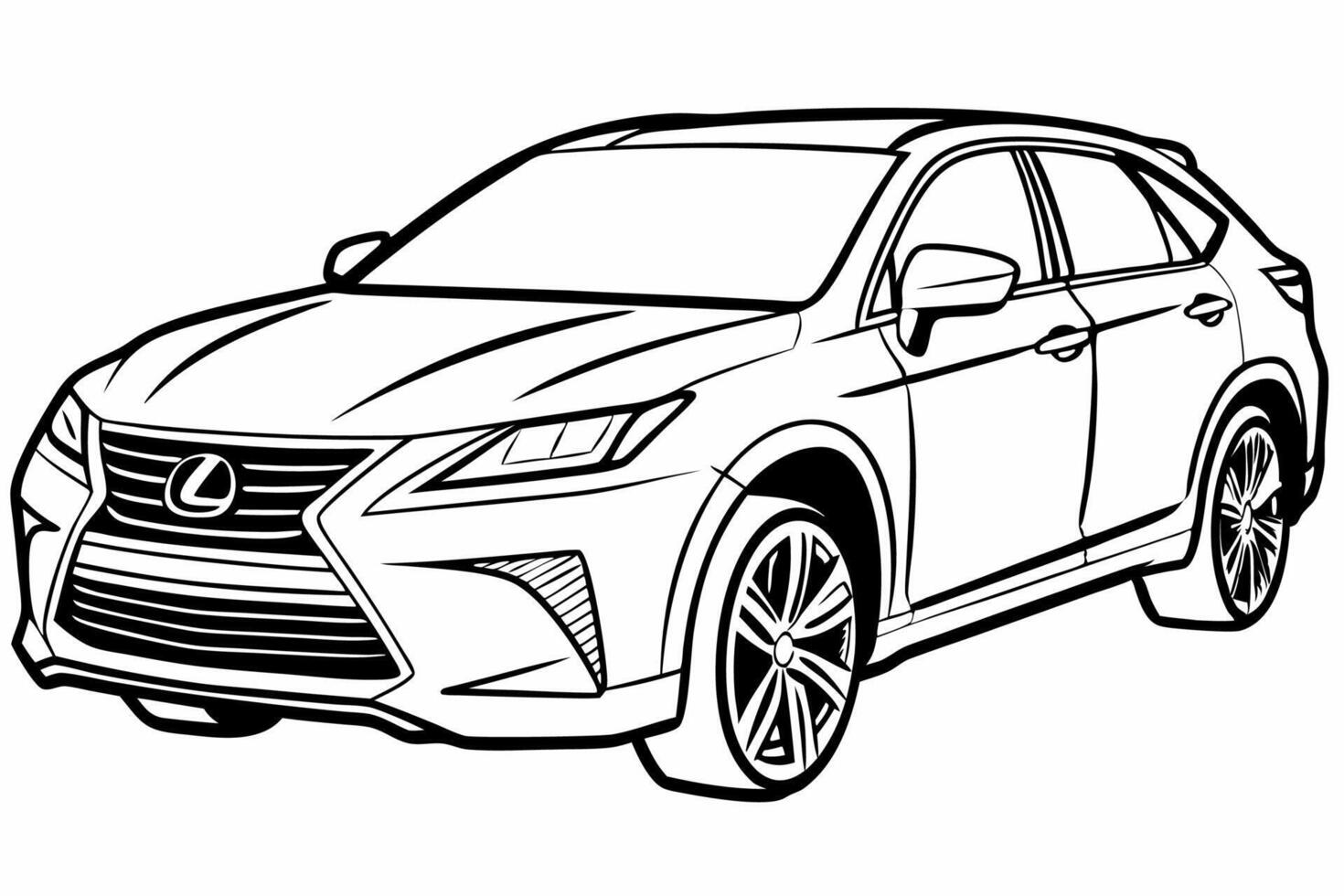 Lexus RX Car Illustration White Background, Cartoon, Clipart And Line Art, Lexus RX illustration with white background, ideal for cartoons and clipart vector