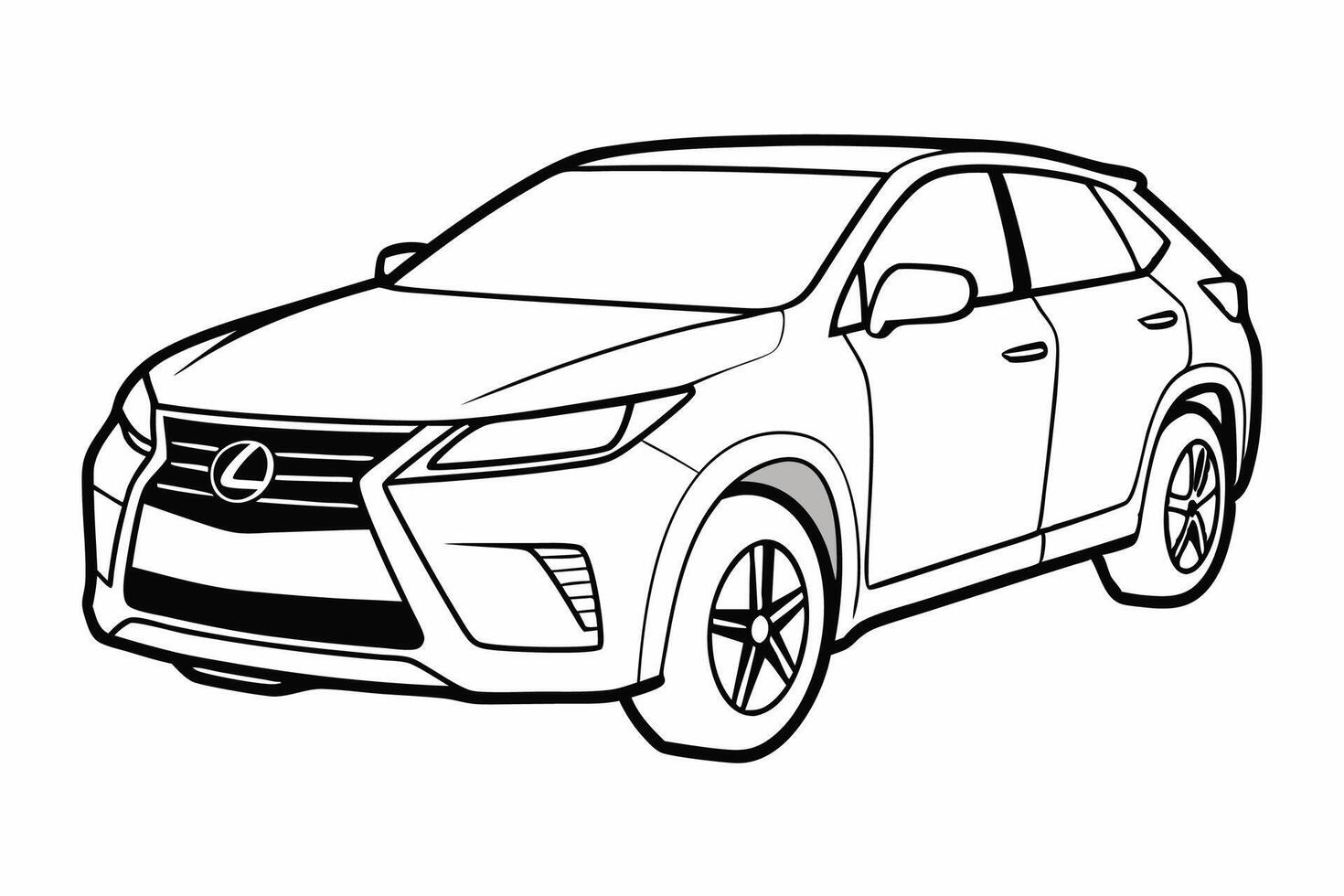 Lexus RX Car Illustration White Background, Cartoon, Clipart And Line Art, Lexus RX illustration with white background, ideal for cartoons and clipart vector