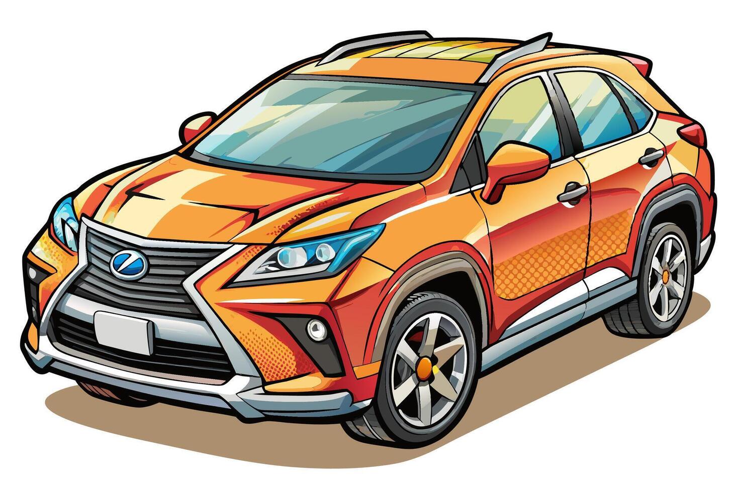 Lexus RX Car Illustration White Background, Cartoon, Clipart And Line Art, Lexus RX illustration with white background, ideal for cartoons and clipart vector