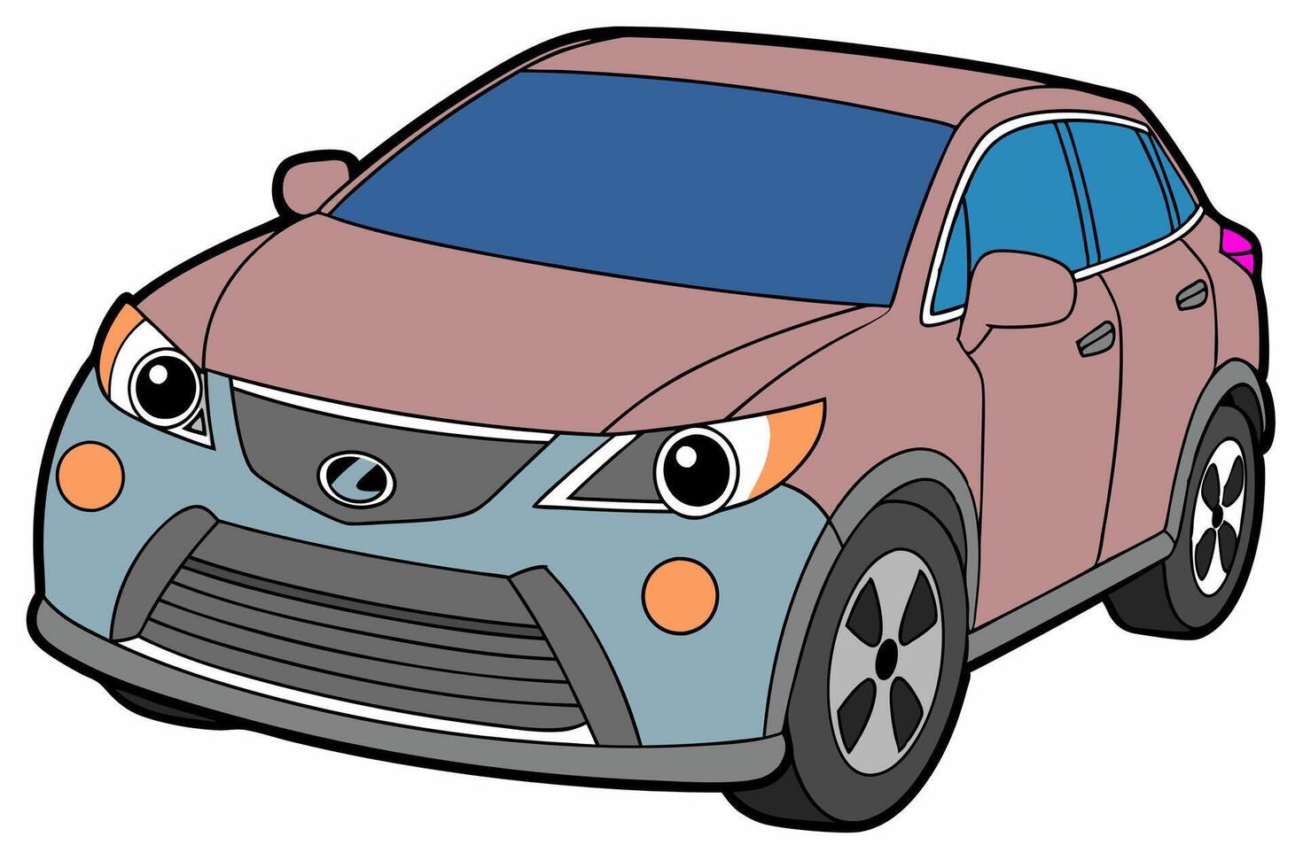 Lexus RX Car Illustration White Background, Cartoon, Clipart And Line Art, Lexus RX illustration with white background, ideal for cartoons and clipart vector