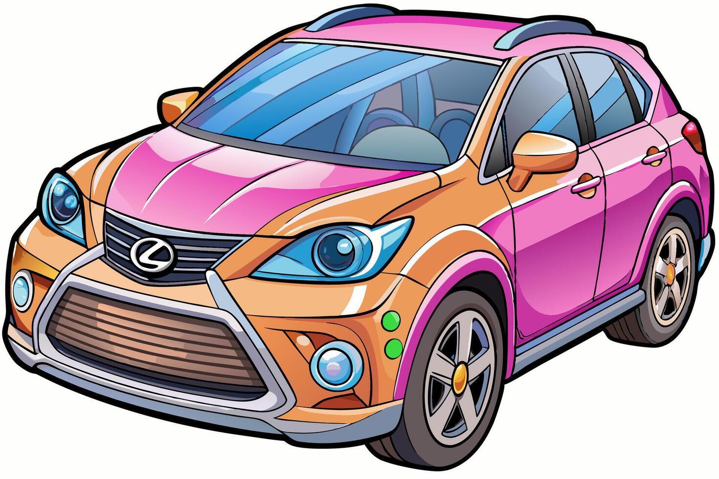 Lexus RX Car Illustration White Background, Cartoon, Clipart And Line Art, Lexus RX illustration with white background, ideal for cartoons and clipart vector