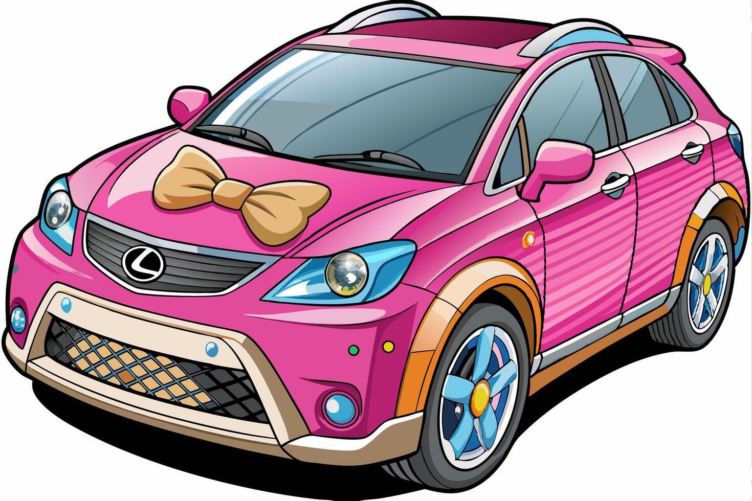 Lexus RX Car Illustration White Background, Cartoon, Clipart And Line Art, Lexus RX illustration with white background, ideal for cartoons and clipart vector