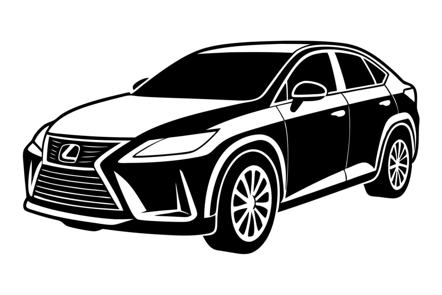 Lexus RX Car Illustration White Background, Cartoon, Clipart And Line Art, Lexus RX illustration with white background, ideal for cartoons and clipart vector