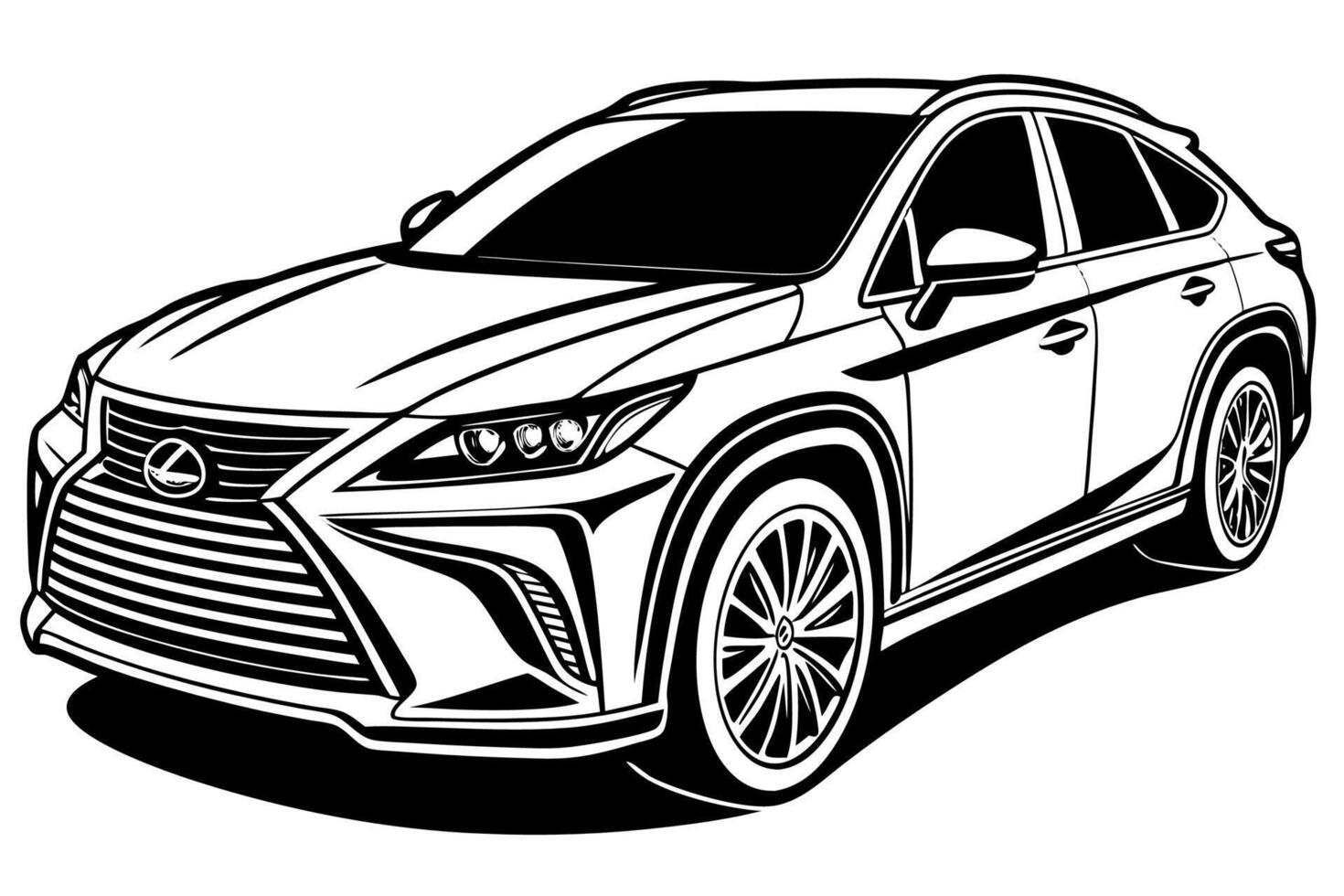 Lexus RX Car Illustration White Background, Cartoon, Clipart And Line Art, Lexus RX illustration with white background, ideal for cartoons and clipart vector