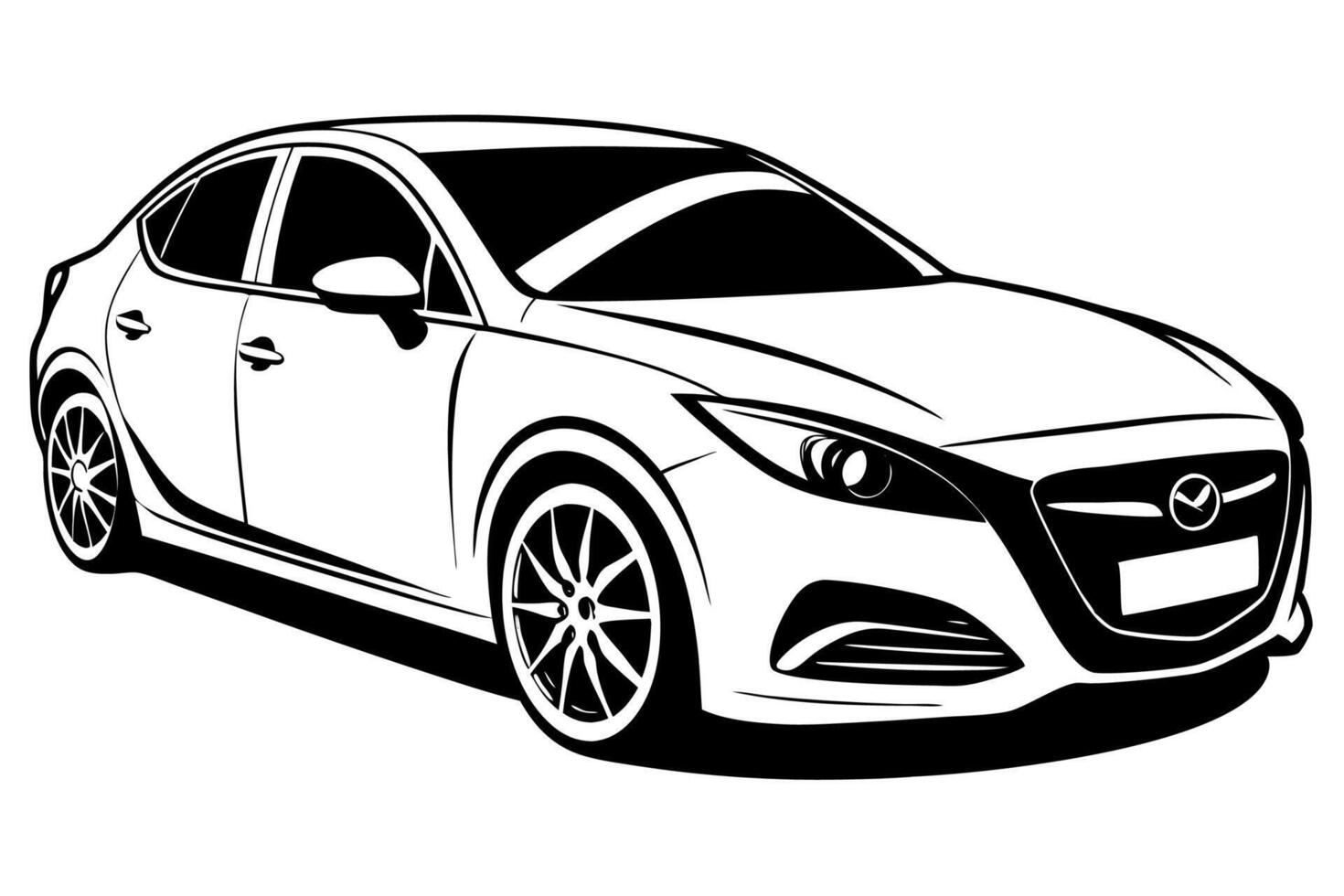 Mazda3 Car Illustration with White Background Cartoons, Clipart, Line Art Design, Mazda3 car illustration with white background, perfect for cartoons and clipart vector