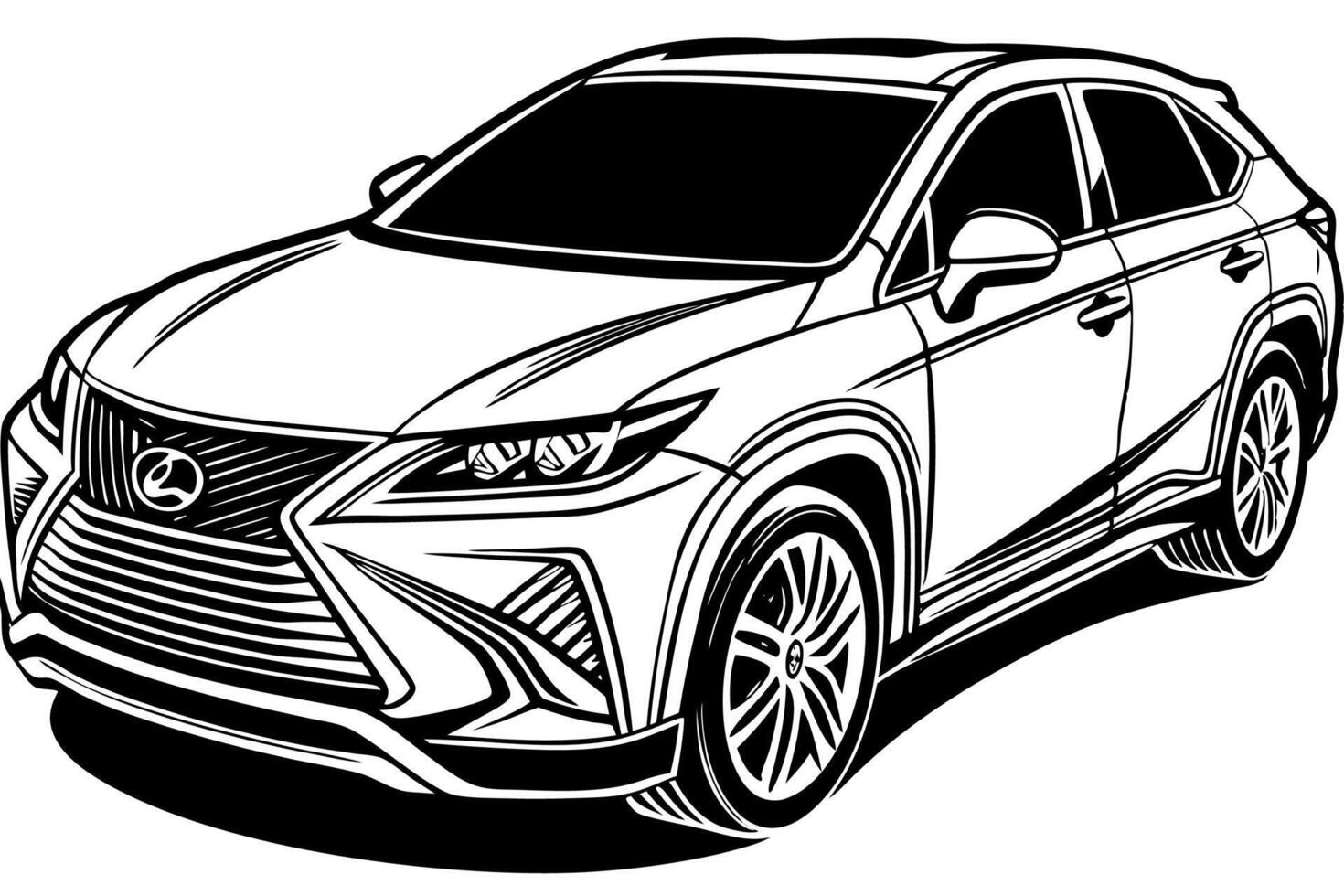 Lexus RX Car Illustration White Background, Cartoon, Clipart And Line Art, Lexus RX illustration with white background, ideal for cartoons and clipart vector
