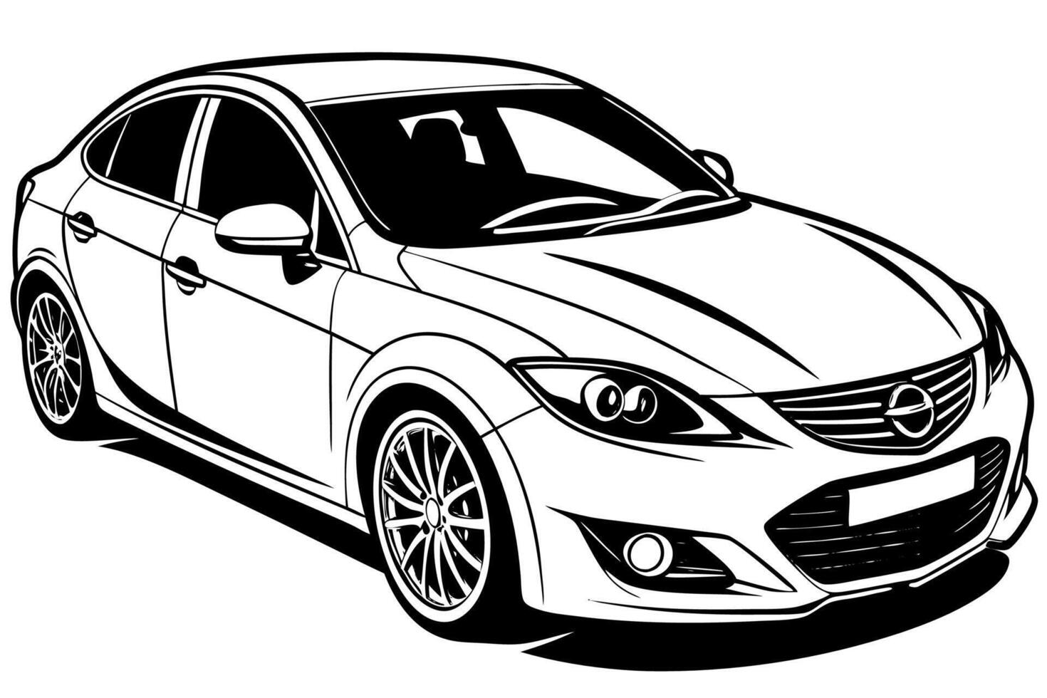Mazda3 Car Illustration with White Background Cartoons, Clipart, Line Art Design, Mazda3 car illustration with white background, perfect for cartoons and clipart vector
