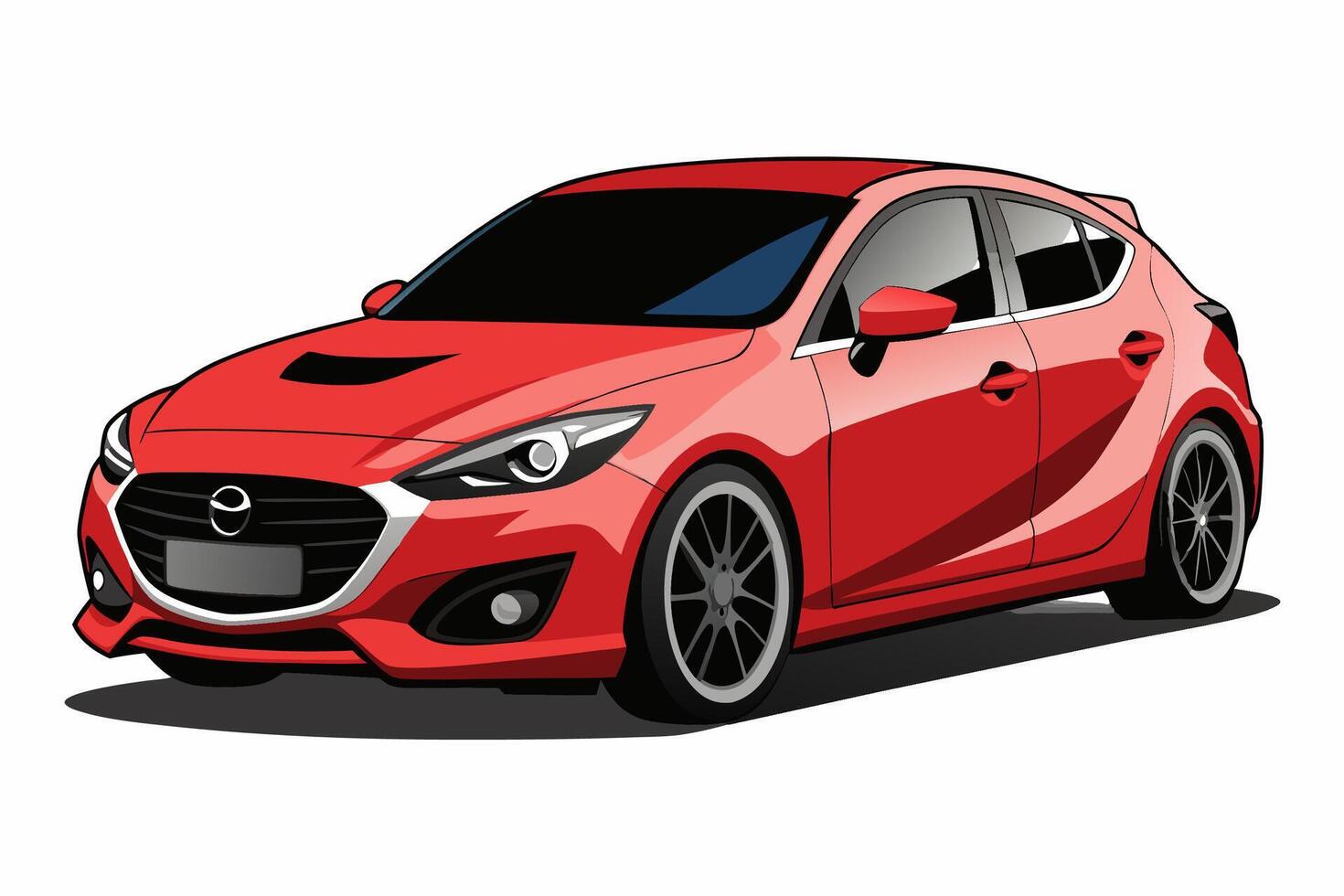 Mazda3 Car Illustration with White Background Cartoons, Clipart, Line Art Design, Mazda3 car illustration with white background, perfect for cartoons and clipart vector