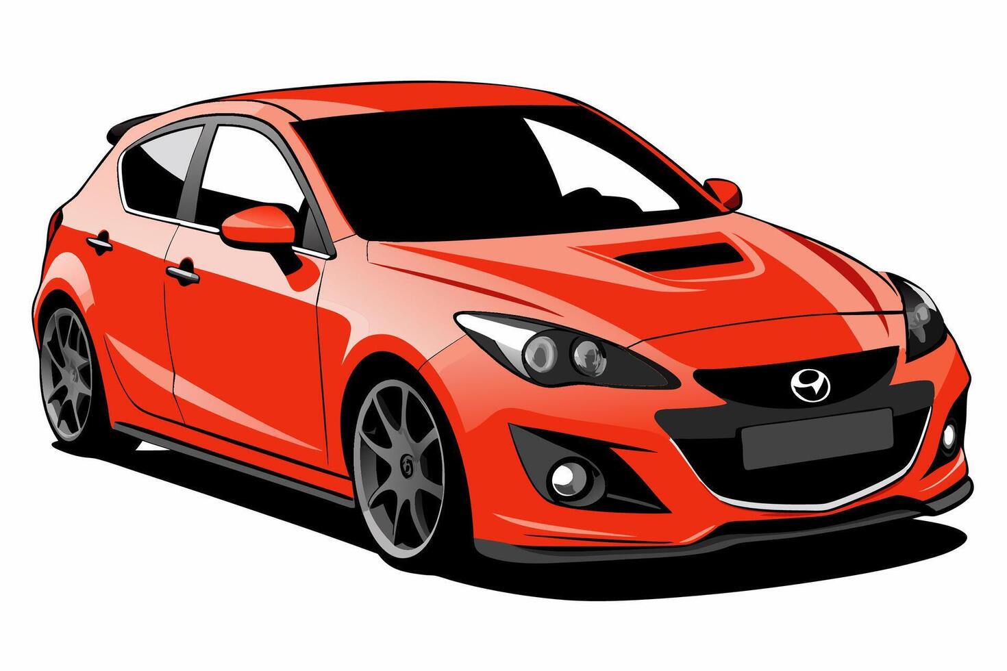 Mazda3 Car Illustration with White Background Cartoons, Clipart, Line Art Design, Mazda3 car illustration with white background, perfect for cartoons and clipart vector