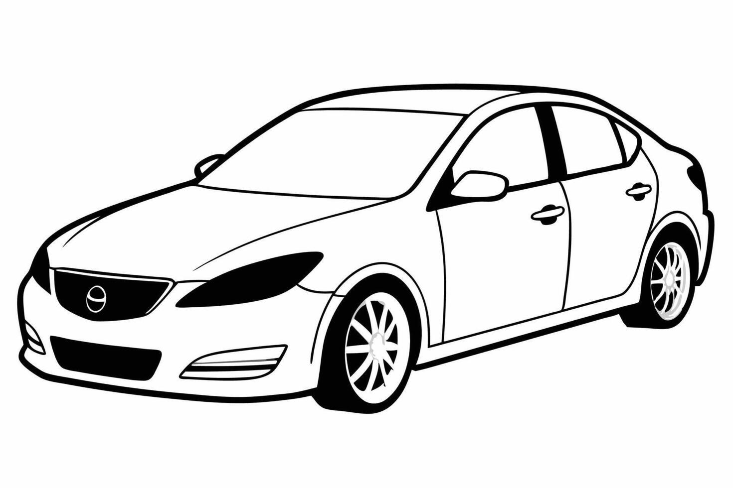 Mazda3 Car Illustration with White Background Cartoons, Clipart, Line Art Design, Mazda3 car illustration with white background, perfect for cartoons and clipart vector
