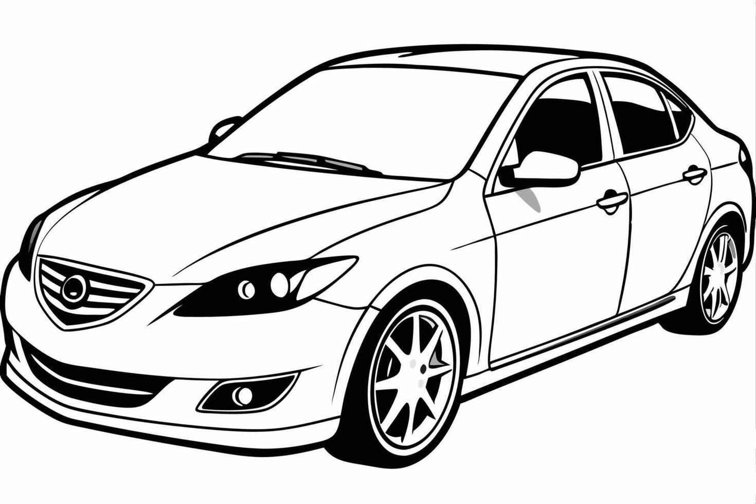 Mazda3 Car Illustration with White Background Cartoons, Clipart, Line Art Design, Mazda3 car illustration with white background, perfect for cartoons and clipart vector