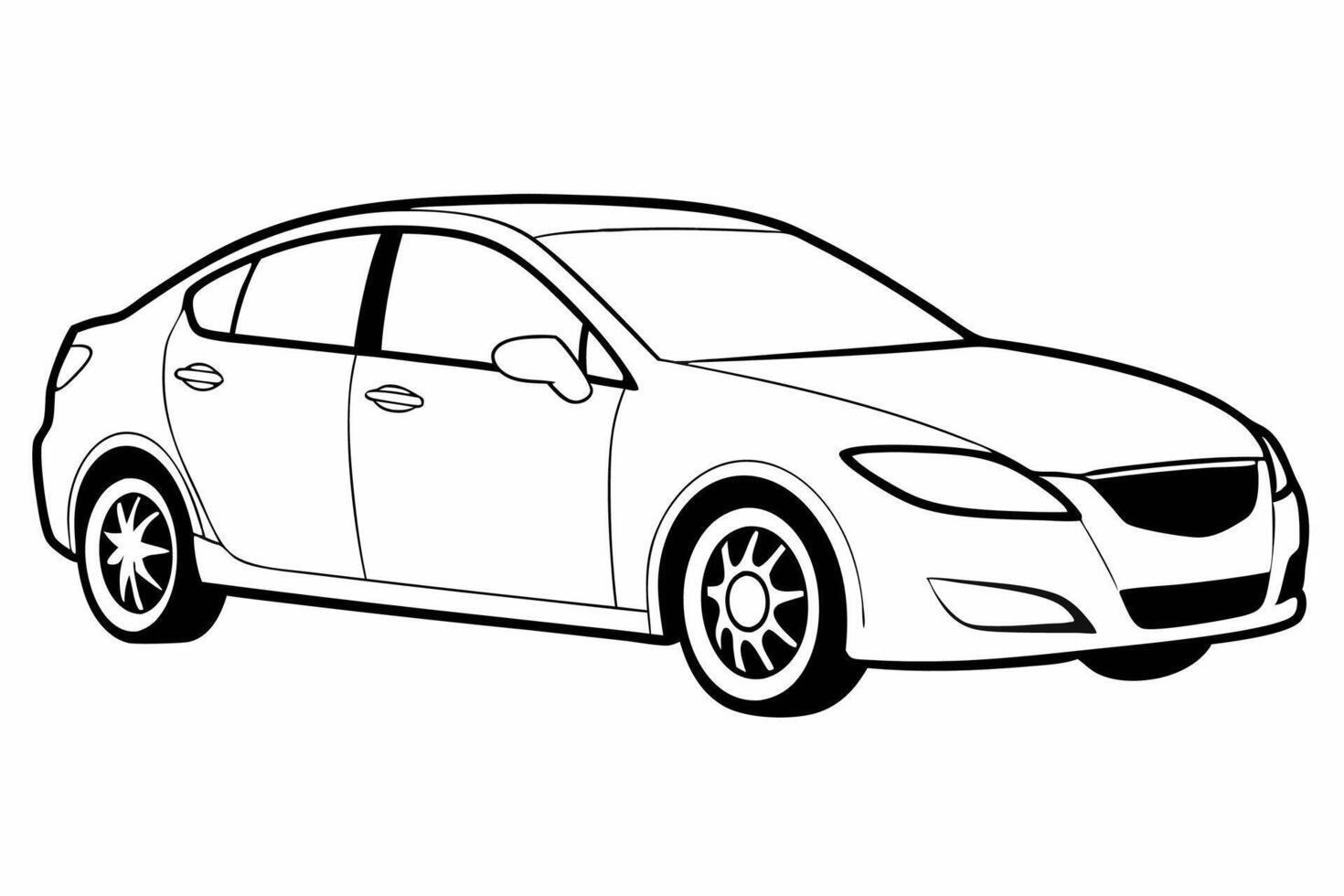 Mazda3 Car Illustration with White Background Cartoons, Clipart, Line Art Design, Mazda3 car illustration with white background, perfect for cartoons and clipart vector