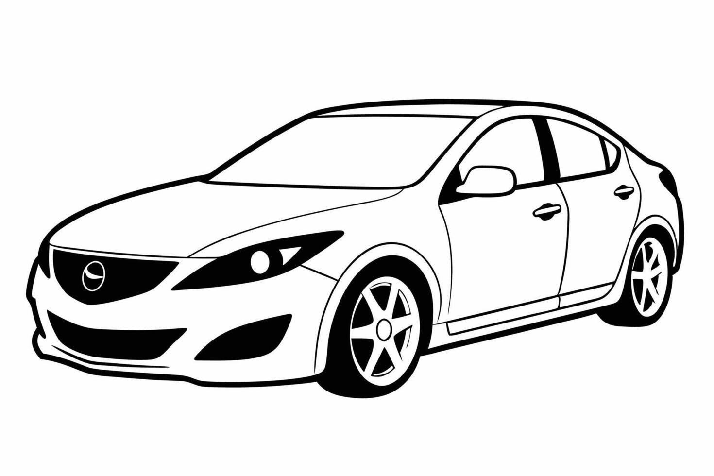 Mazda3 Car Illustration with White Background Cartoons, Clipart, Line Art Design, Mazda3 car illustration with white background, perfect for cartoons and clipart vector