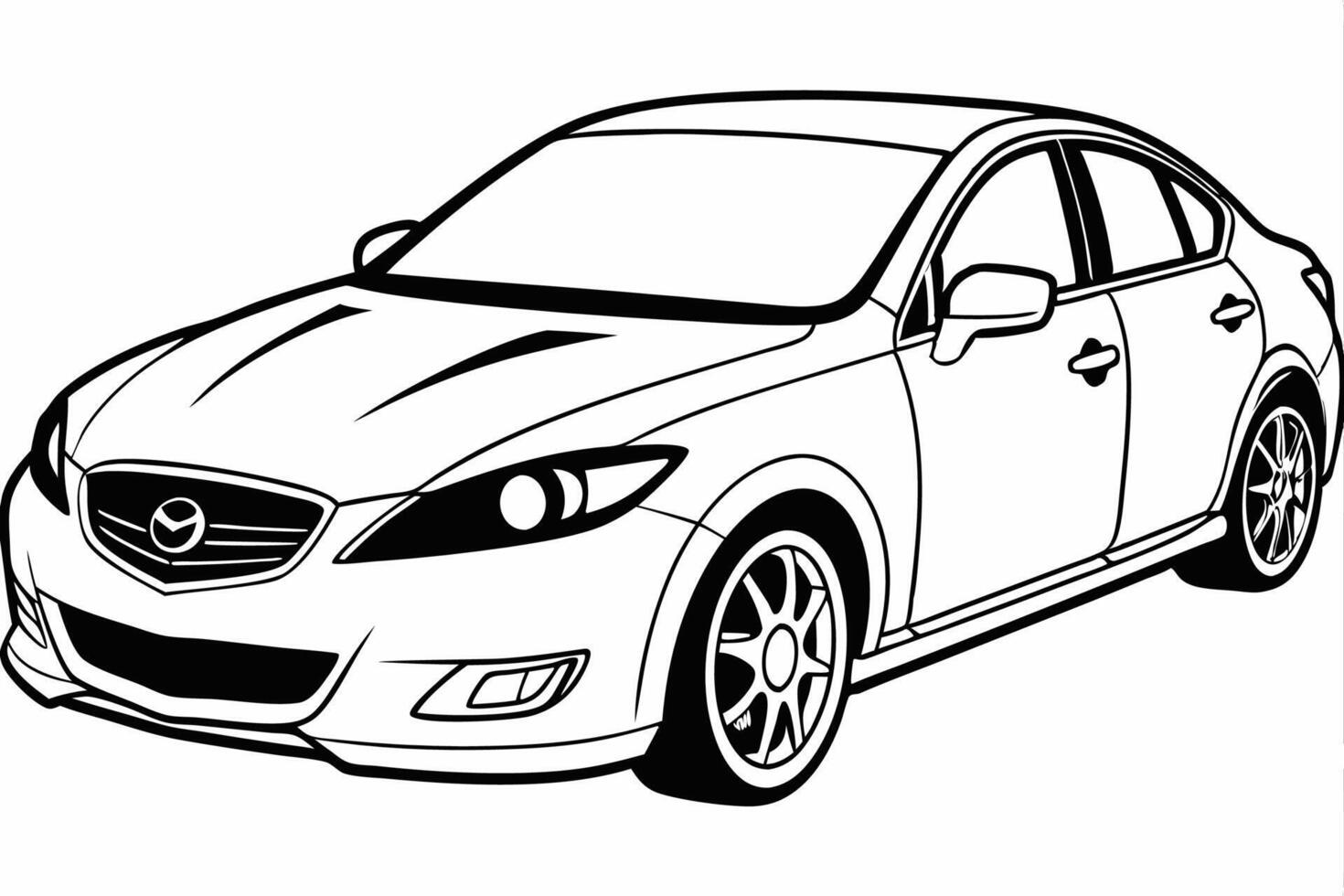 Mazda3 Car Illustration with White Background Cartoons, Clipart, Line Art Design, Mazda3 car illustration with white background, perfect for cartoons and clipart vector