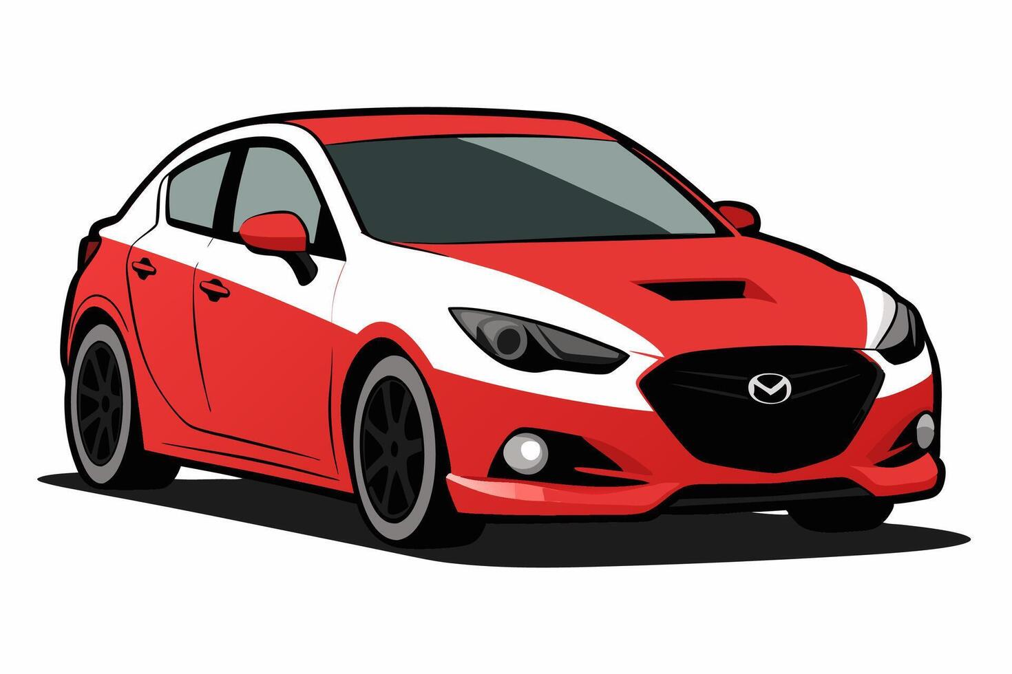 Mazda3 Car Illustration with White Background Cartoons, Clipart, Line Art Design, Mazda3 car illustration with white background, perfect for cartoons and clipart vector