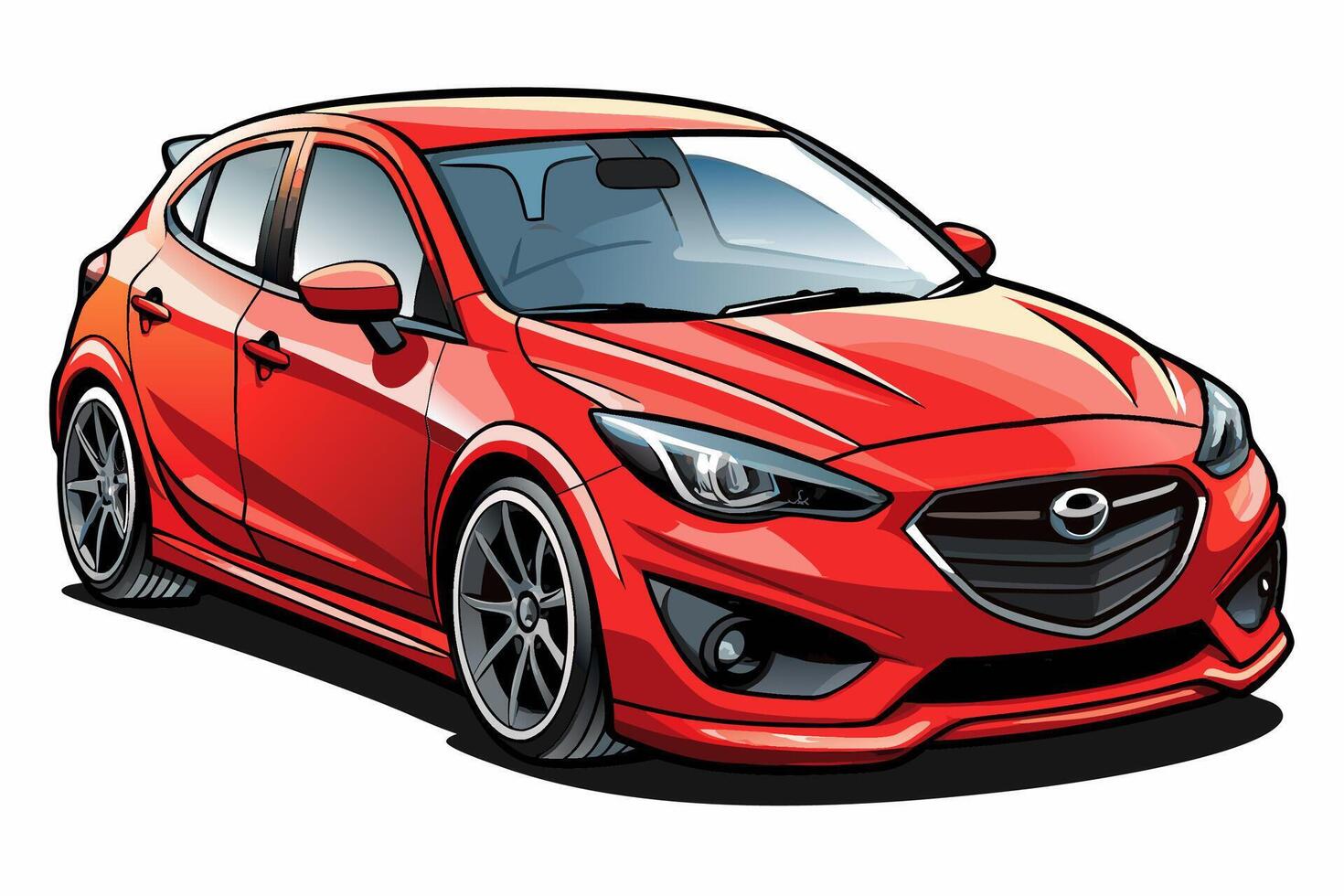 Mazda3 Car Illustration with White Background Cartoons, Clipart, Line Art Design, Mazda3 car illustration with white background, perfect for cartoons and clipart vector
