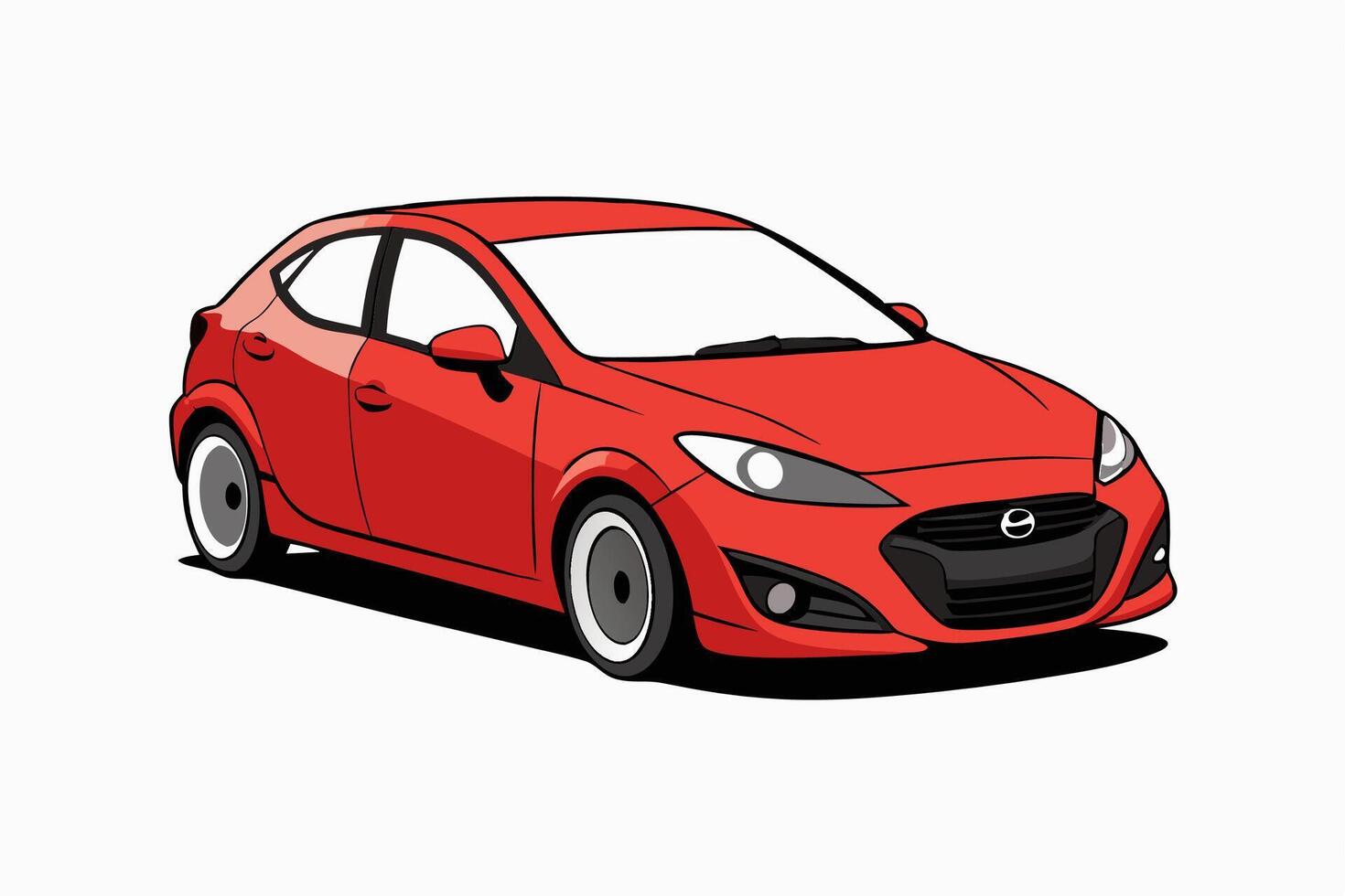 Mazda3 Car Illustration with White Background Cartoons, Clipart, Line Art Design, Mazda3 car illustration with white background, perfect for cartoons and clipart vector