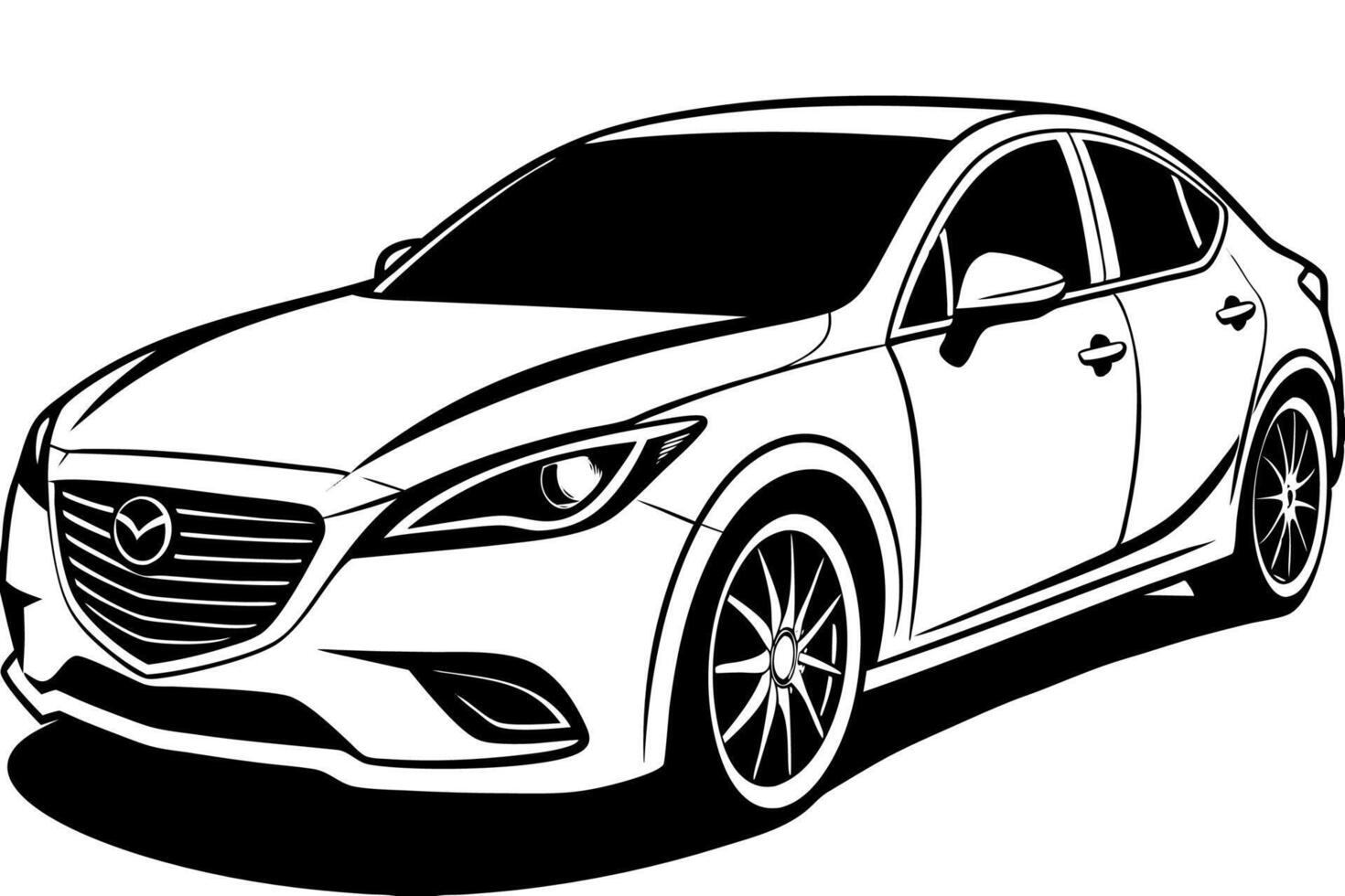 Mazda3 Car Illustration with White Background Cartoons, Clipart, Line Art Design, Mazda3 car illustration with white background, perfect for cartoons and clipart vector