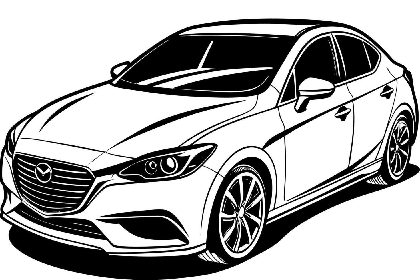 Mazda3 Car Illustration with White Background Cartoons, Clipart, Line Art Design, Mazda3 car illustration with white background, perfect for cartoons and clipart vector