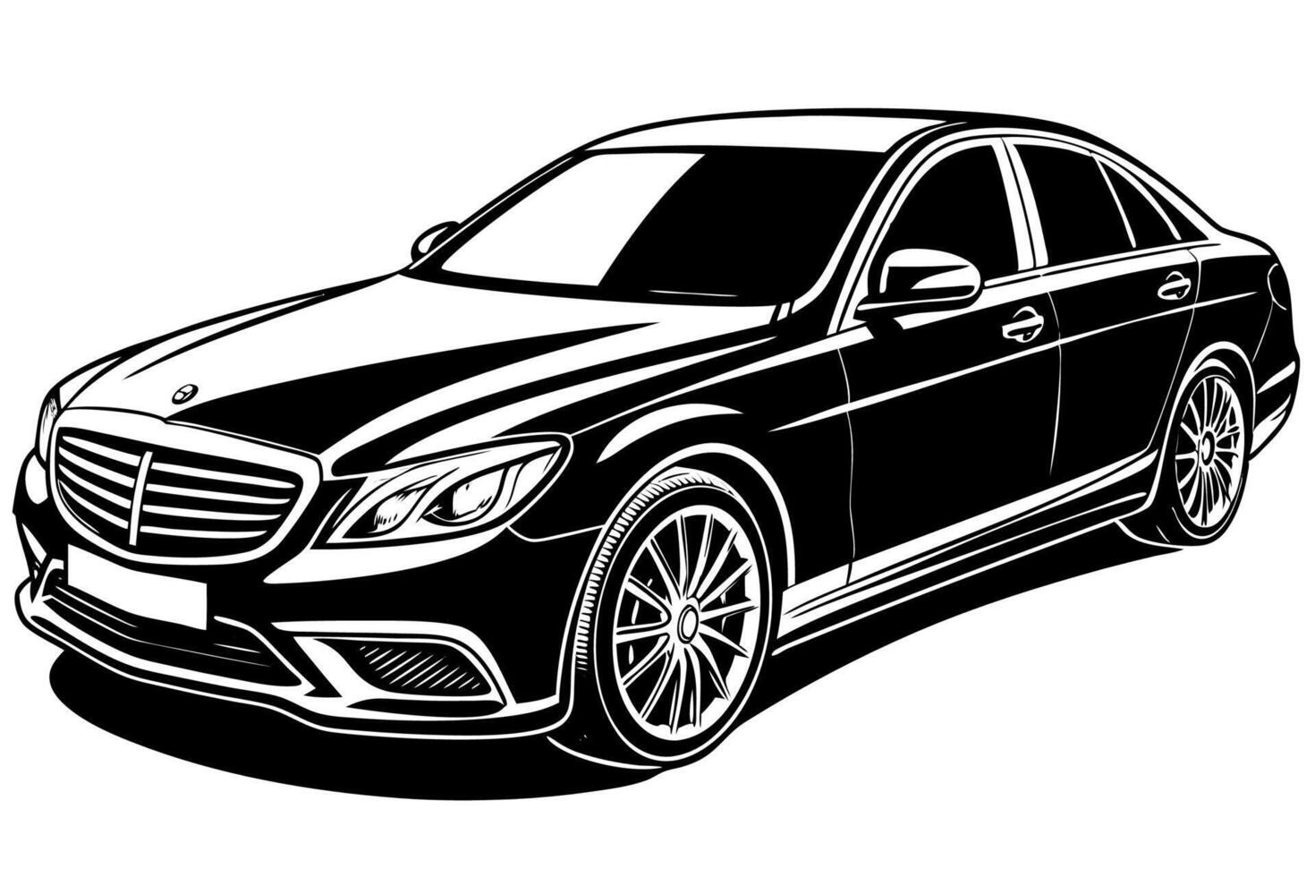 Mercedes Benz C Class Car Illustration White Background, Cartoons, Clipart And Line Art, Mercedes Benz C Class illustration on white background, perfect for various designs vector