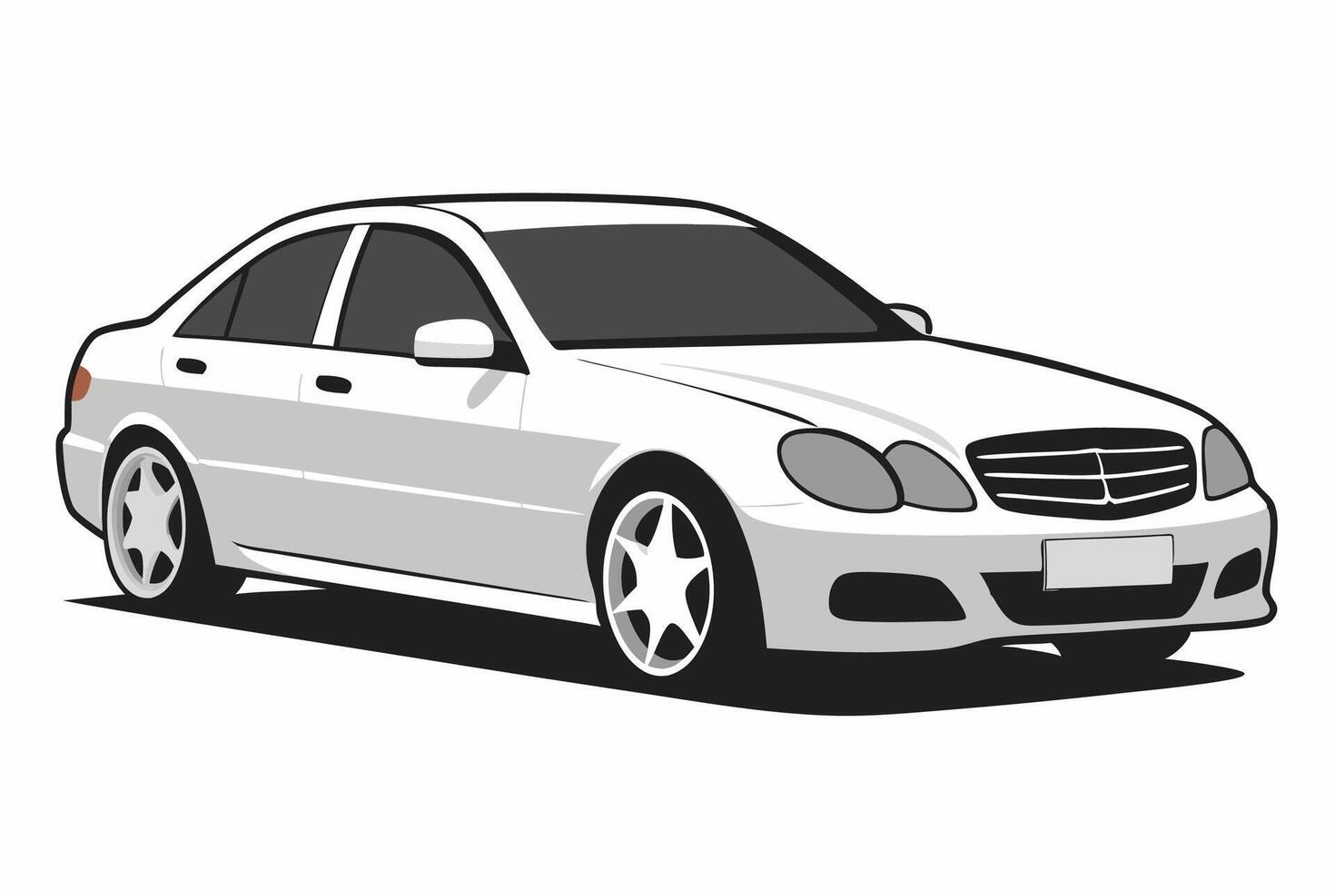 Mercedes Benz C Class Car Illustration White Background, Cartoons, Clipart And Line Art, Mercedes Benz C Class illustration on white background, perfect for various designs vector
