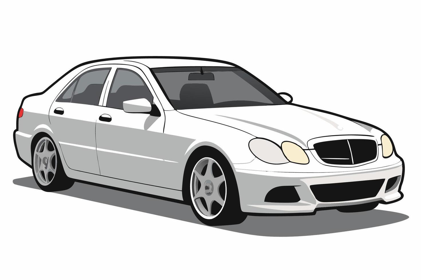 Mercedes Benz C Class Car Illustration White Background, Cartoons, Clipart And Line Art, Mercedes Benz C Class illustration on white background, perfect for various designs vector