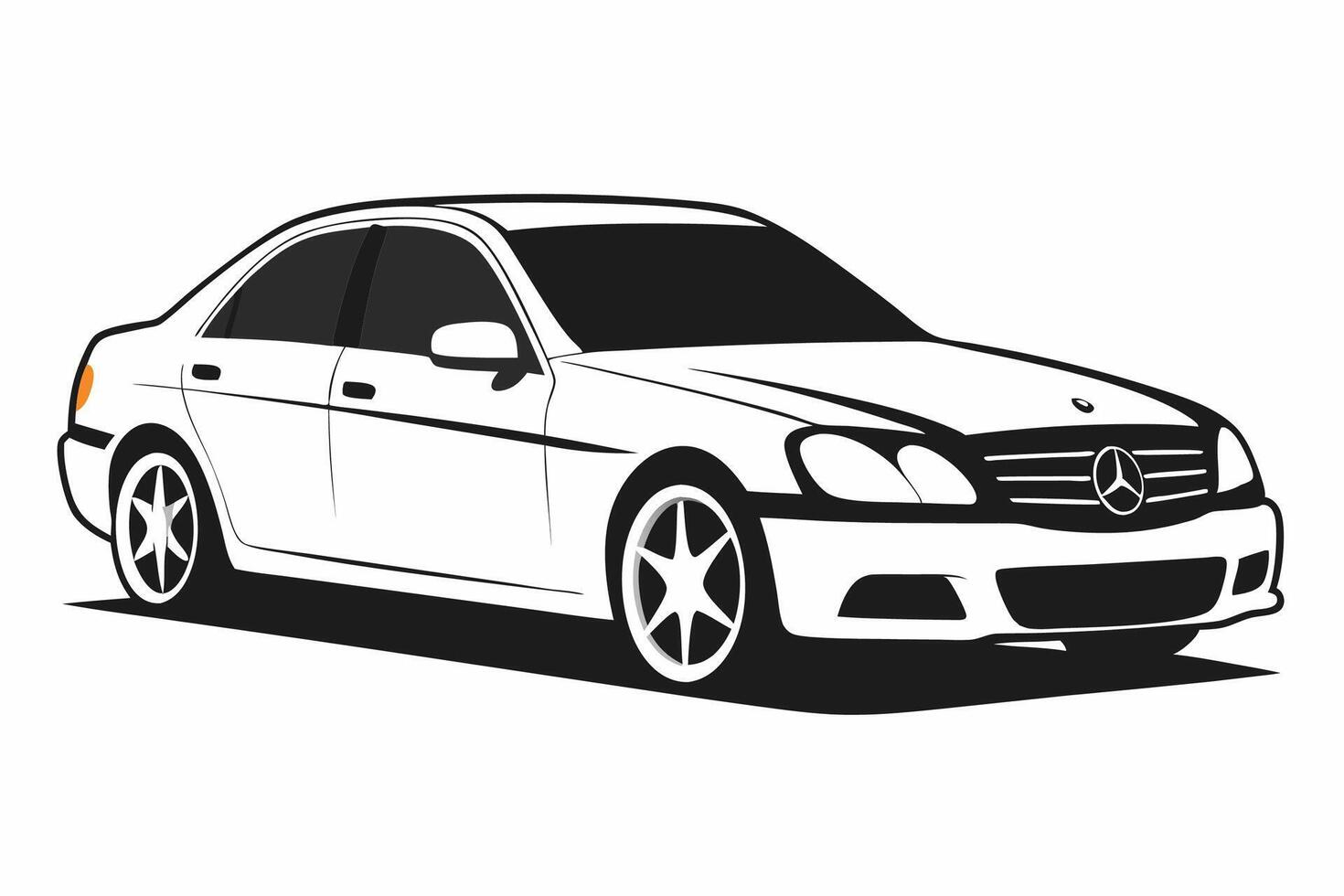 Mercedes Benz C Class Car Illustration White Background, Cartoons, Clipart And Line Art, Mercedes Benz C Class illustration on white background, perfect for various designs vector