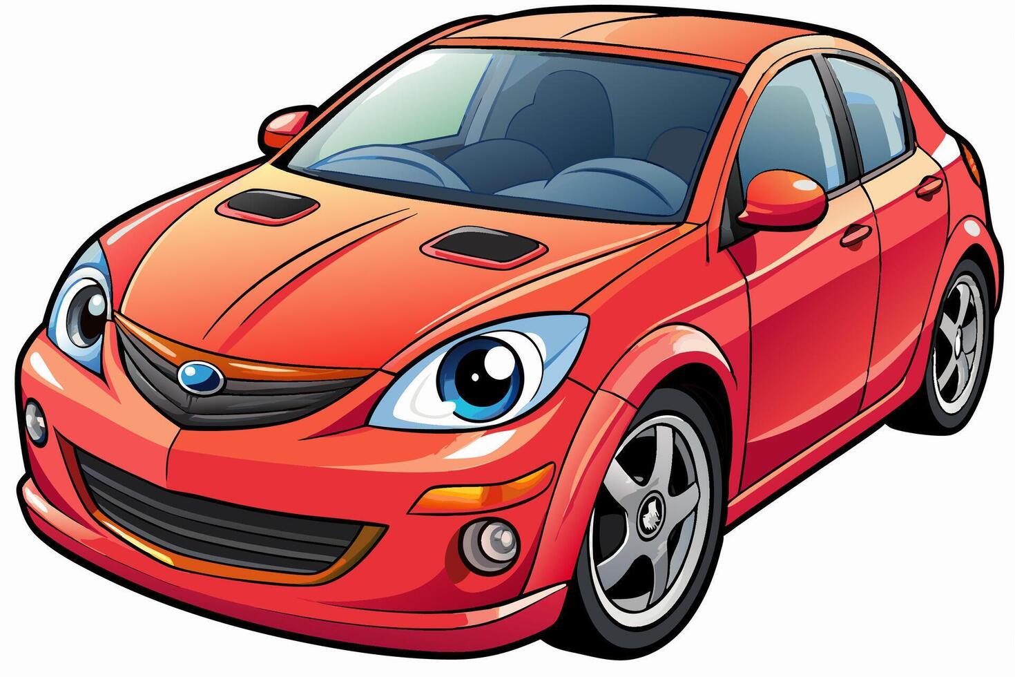 Mazda3 Car Illustration with White Background Cartoons, Clipart, Line Art Design, Mazda3 car illustration with white background, perfect for cartoons and clipart vector