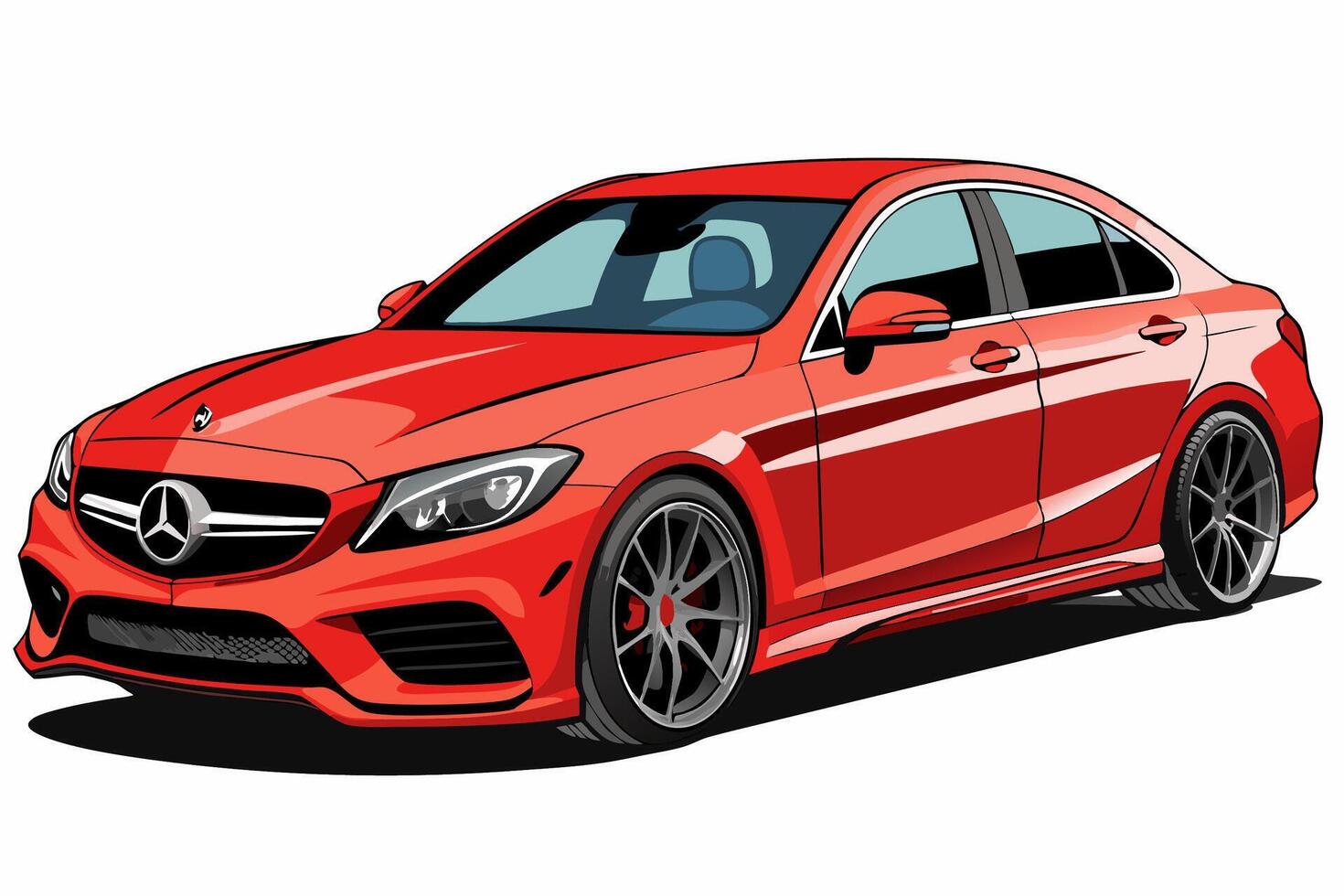 Mercedes Benz C Class Car Illustration White Background, Cartoons, Clipart And Line Art, Mercedes Benz C Class illustration on white background, perfect for various designs vector