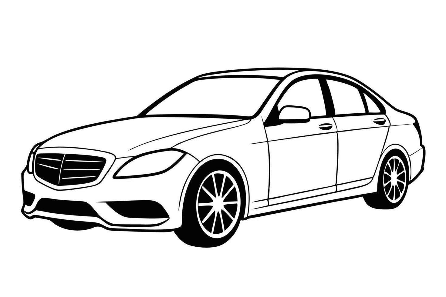 Mercedes Benz C Class Car Illustration White Background, Cartoons, Clipart And Line Art, Mercedes Benz C Class illustration on white background, perfect for various designs vector
