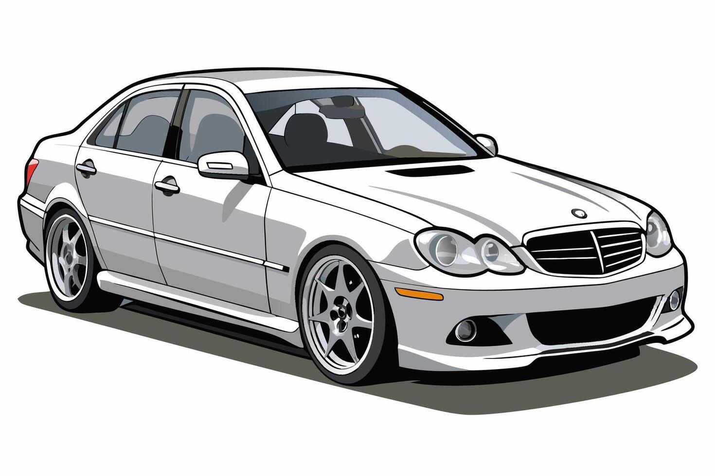 Mercedes Benz C Class Car Illustration White Background, Cartoons, Clipart And Line Art, Mercedes Benz C Class illustration on white background, perfect for various designs vector