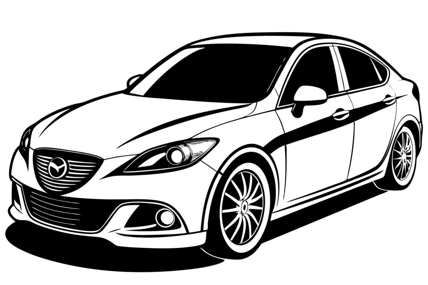 Mazda3 Car Illustration with White Background Cartoons, Clipart, Line Art Design, Mazda3 car illustration with white background, perfect for cartoons and clipart vector